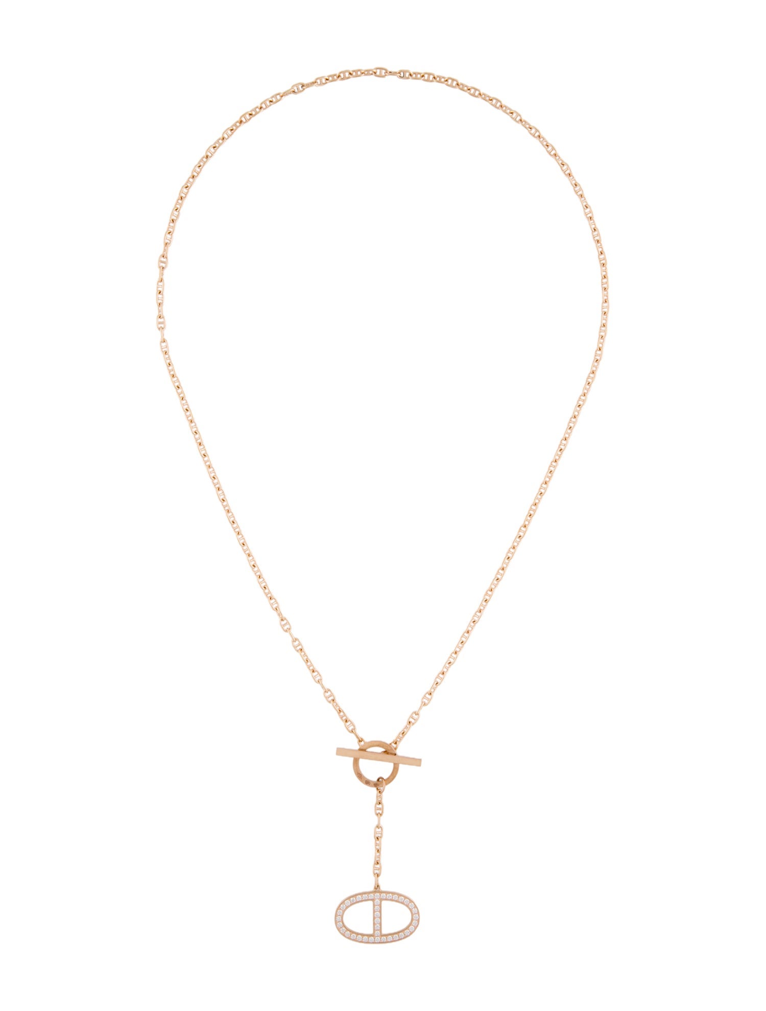 Hermès 18K Diamond Chaine d'Ancre Contour Pendant Necklace