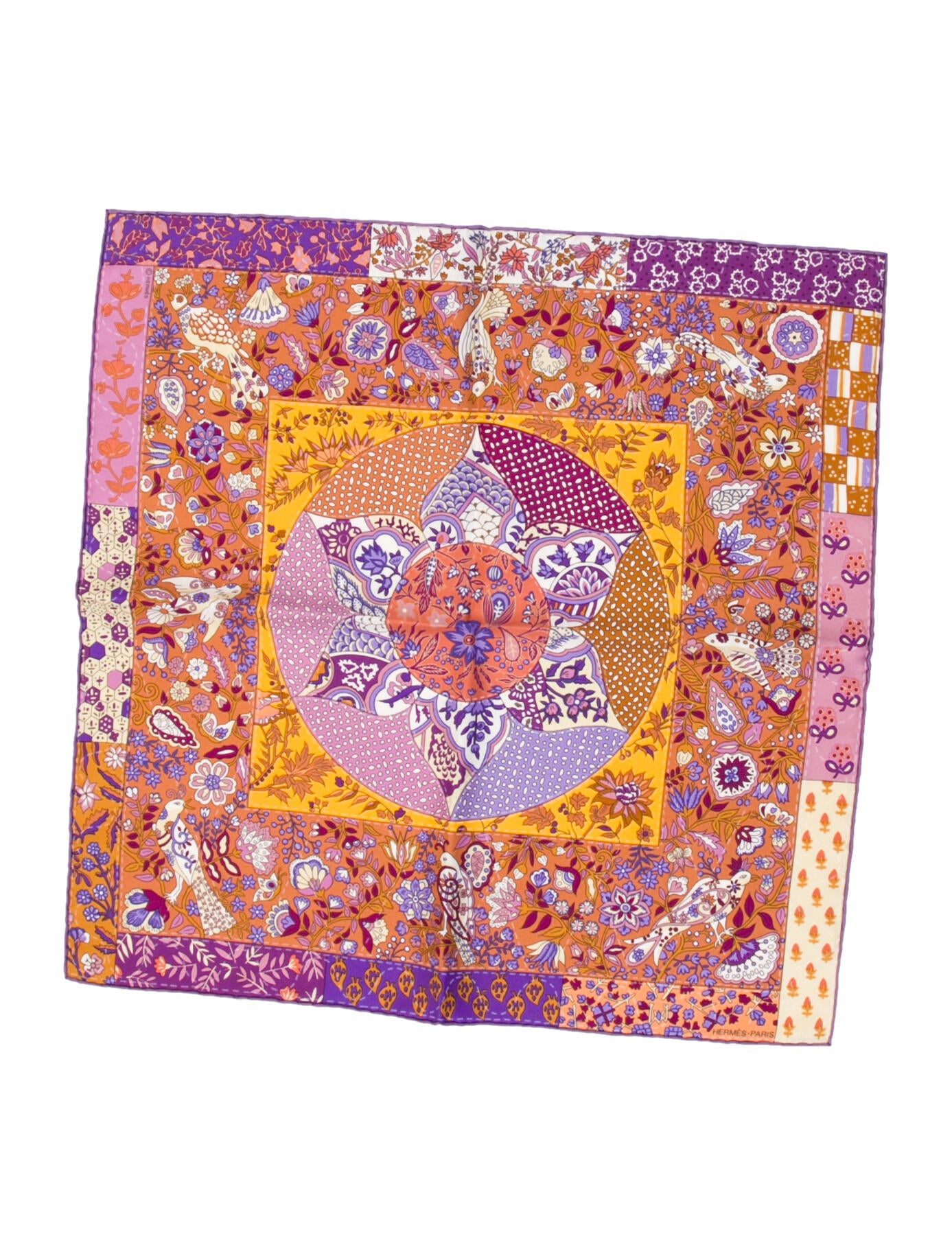Hermès Pique Fleuri de Provence Handkerchief Silk Scarf