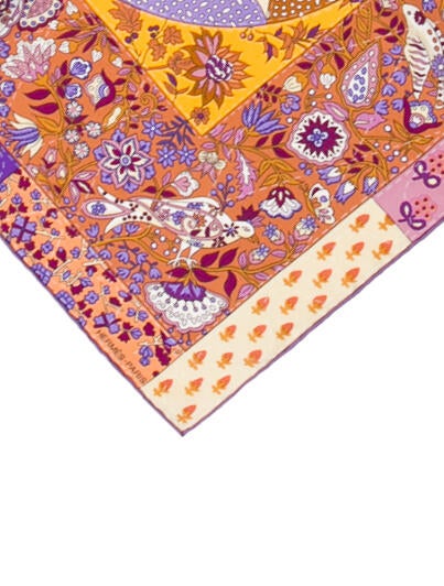 Hermès Pique Fleuri de Provence Handkerchief Silk Scarf