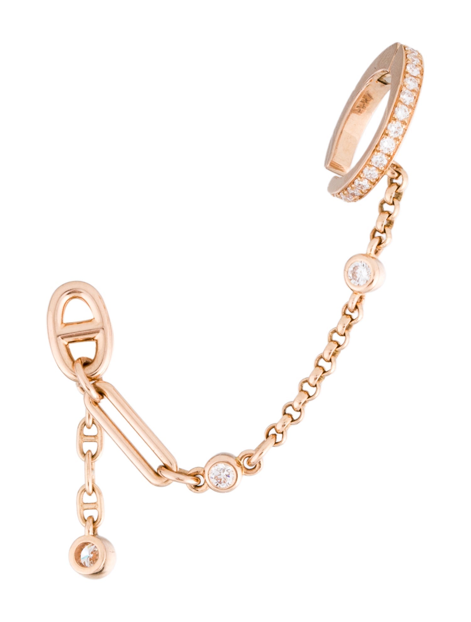 Hermès 18K Diamond Chaine d'Ancre Chaos Left Single Earring