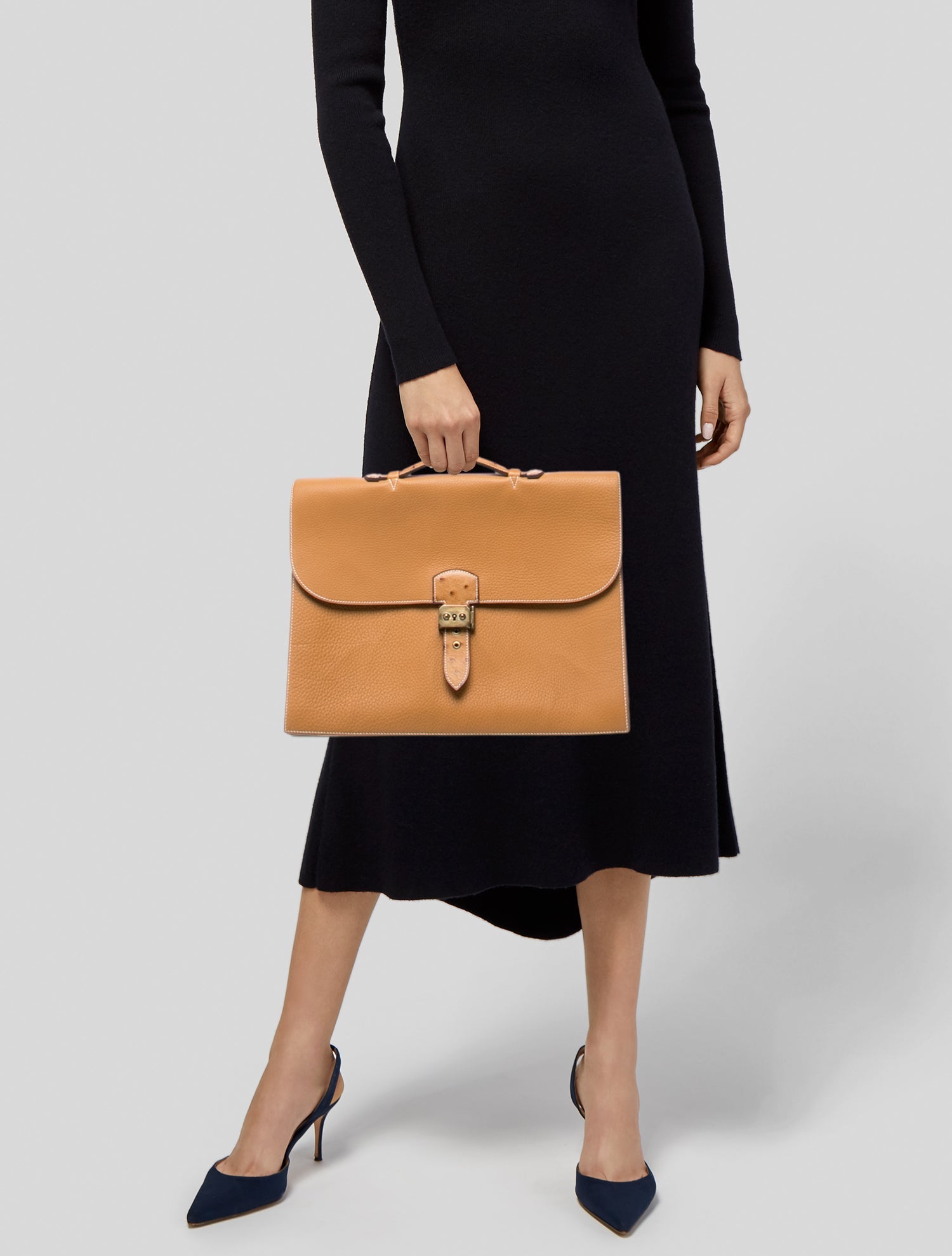 Hermès Fjord & Ostrich Sac à Dépêches 38