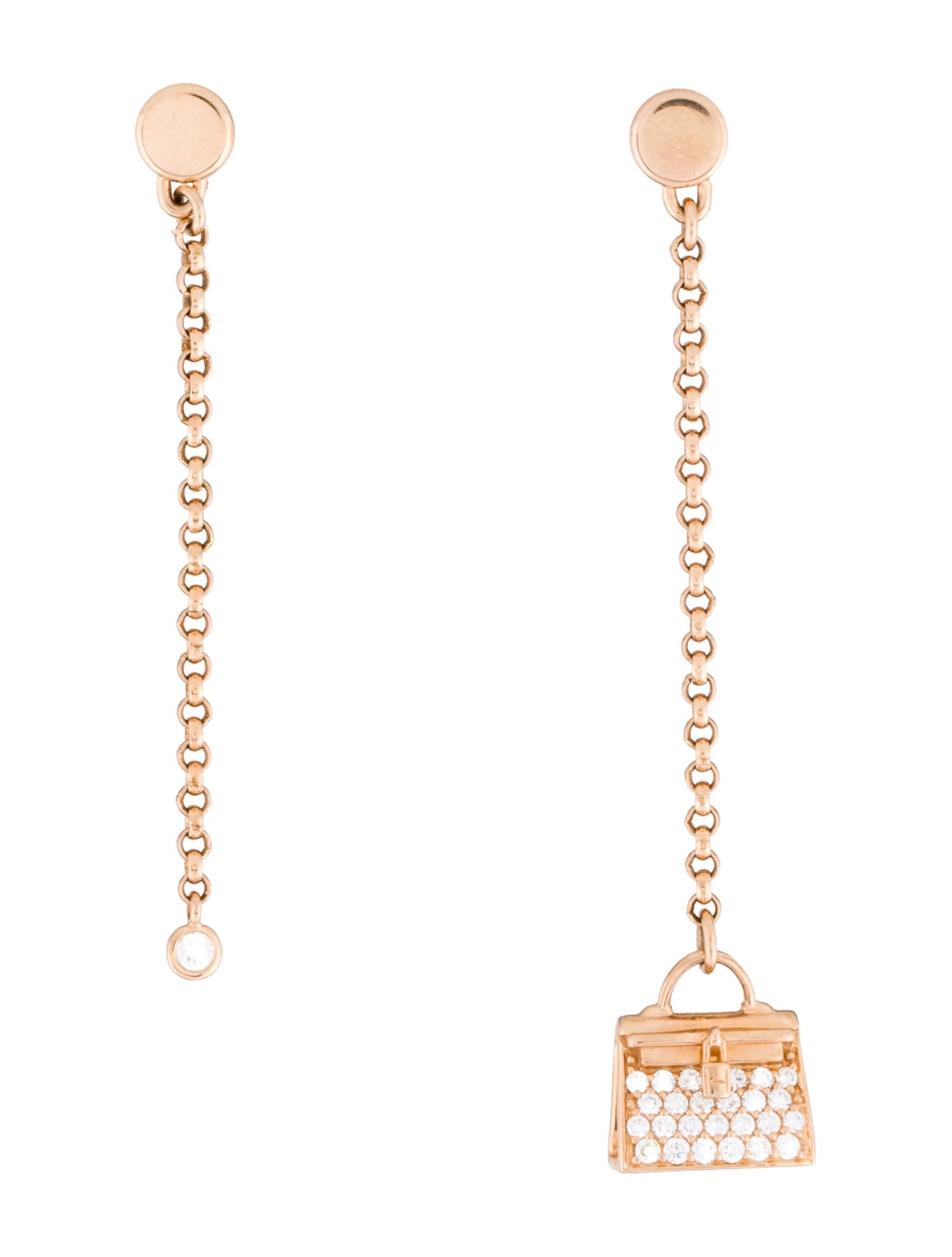 Hermès 18K Diamond Amulettes Kelly Earrings