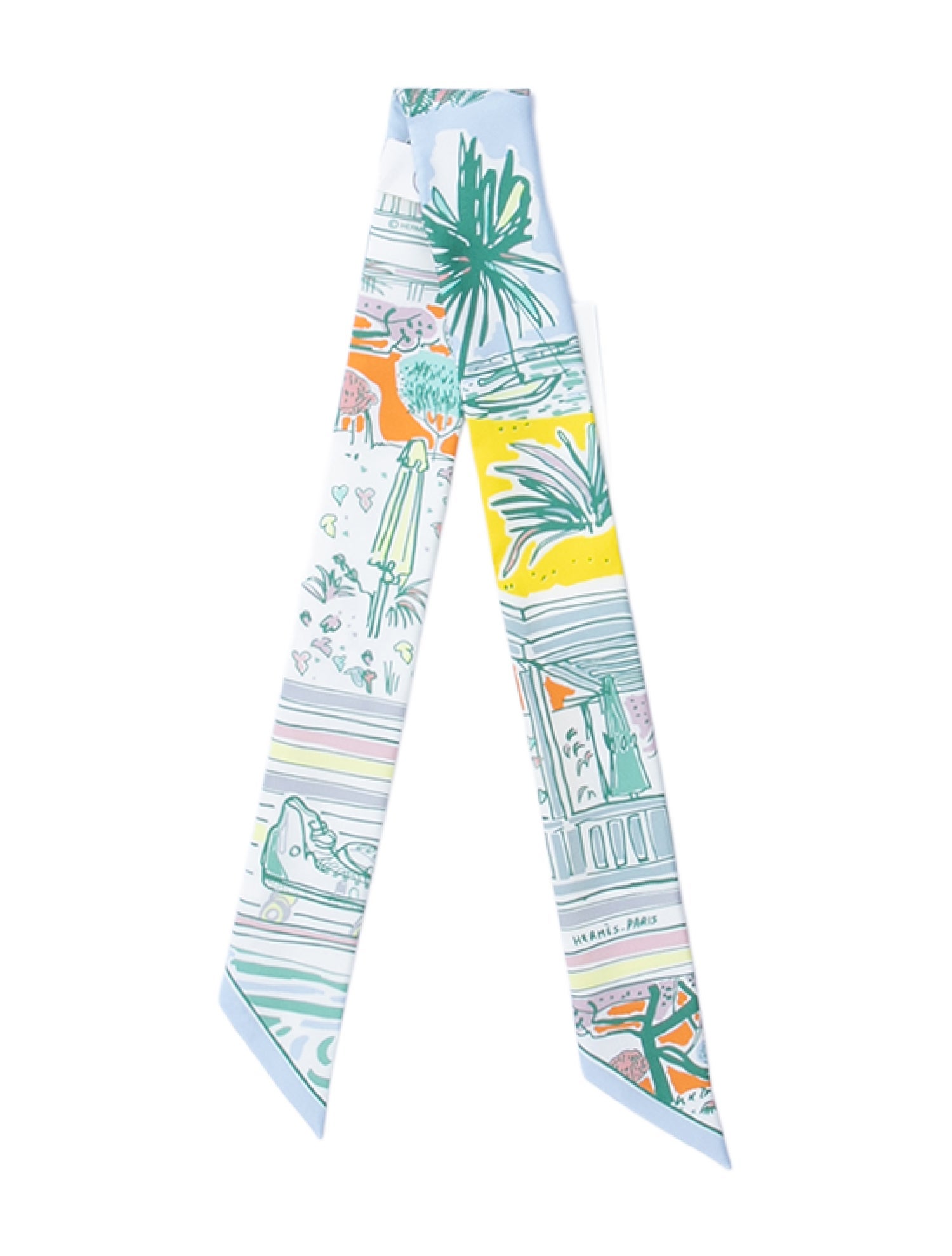 Hermès Rayures d'Ete Silk Twilly Scarf w/ Tags