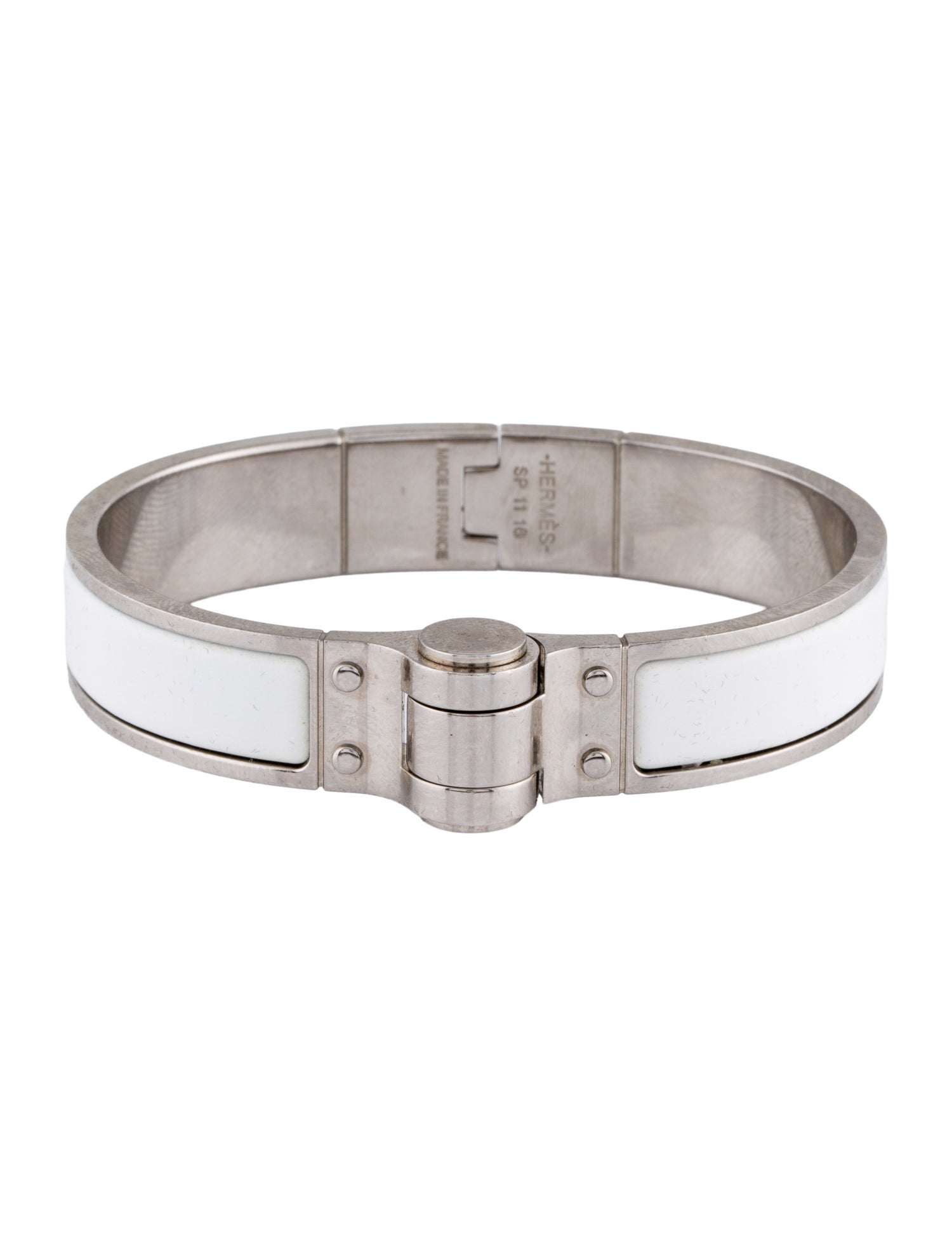 Hermès Enamel Hinged Narrow Bangle Bracelet