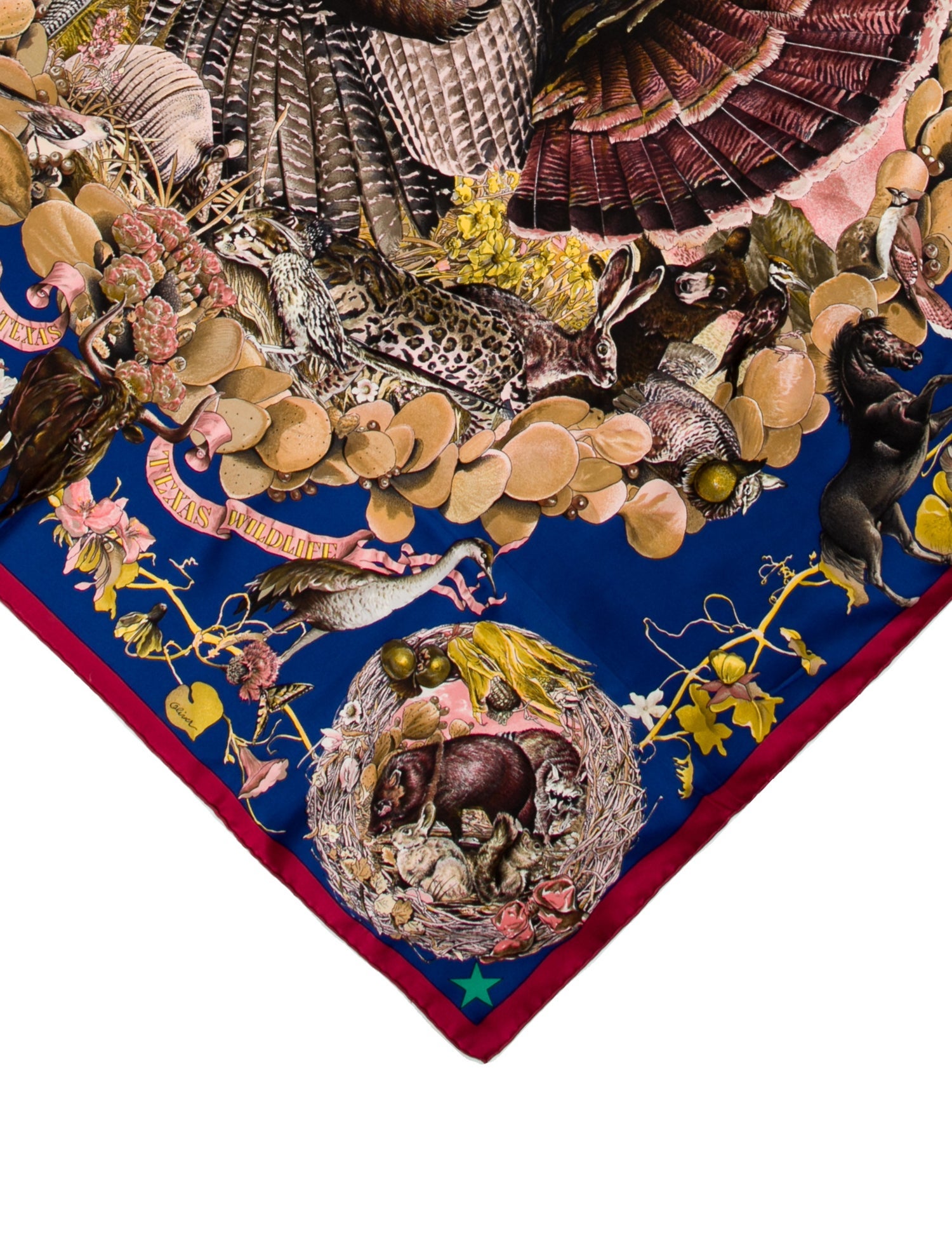Hermès Faune Et Flore du Texas Wildlife Silk Scarf