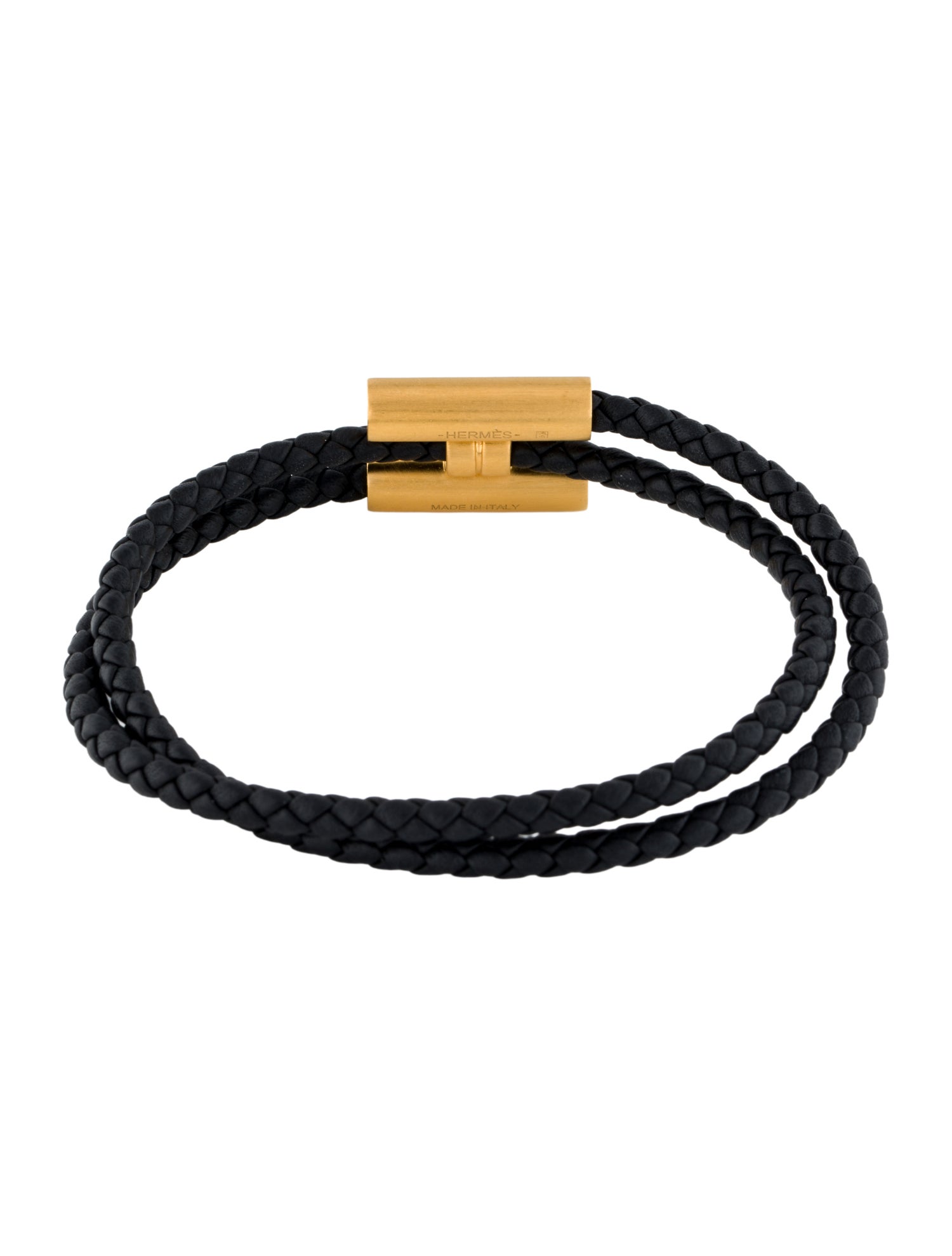 Hermès Leather Tournis Tresse Wrap Bracelet