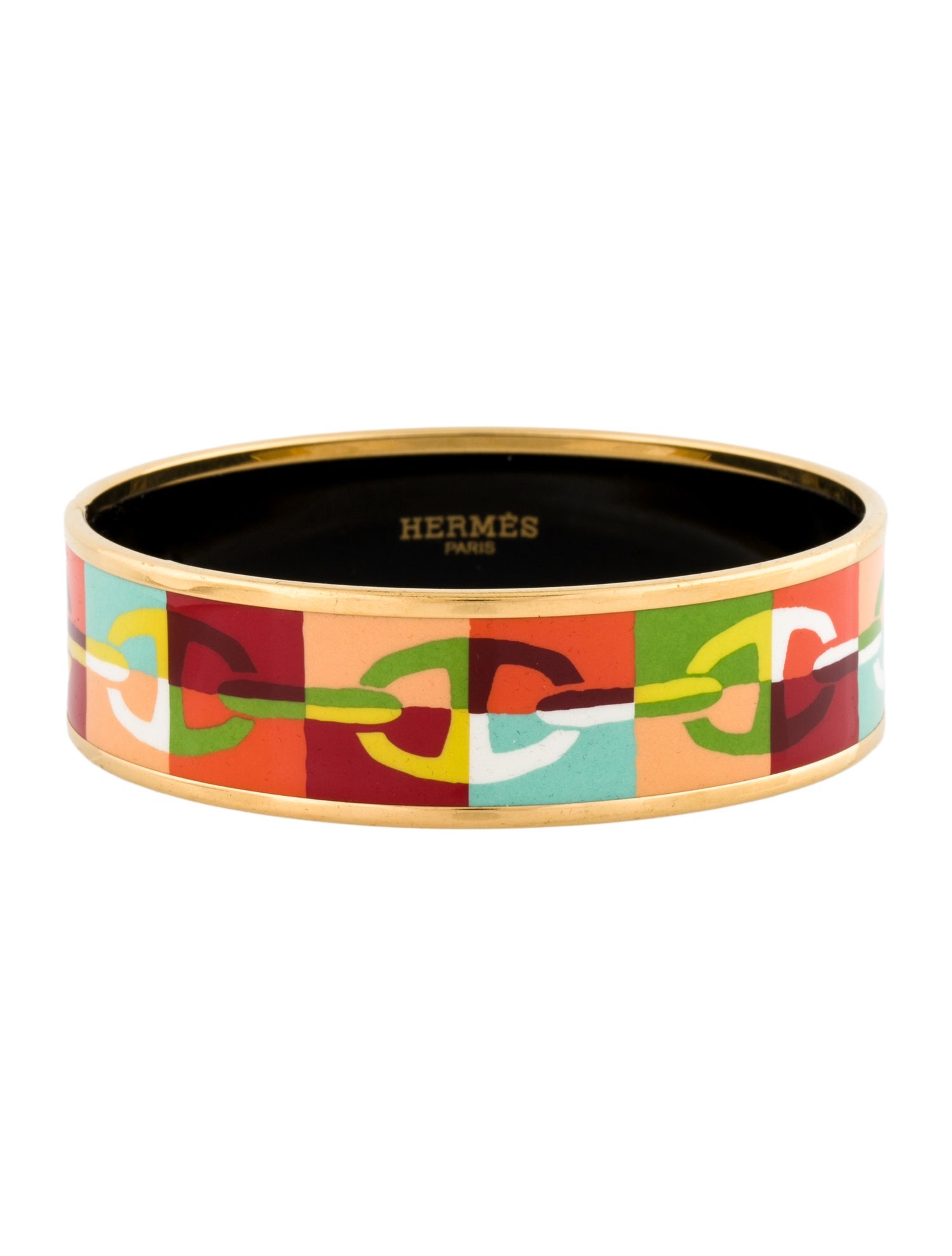 Hermès Wide Enamel Bangle Bracelet