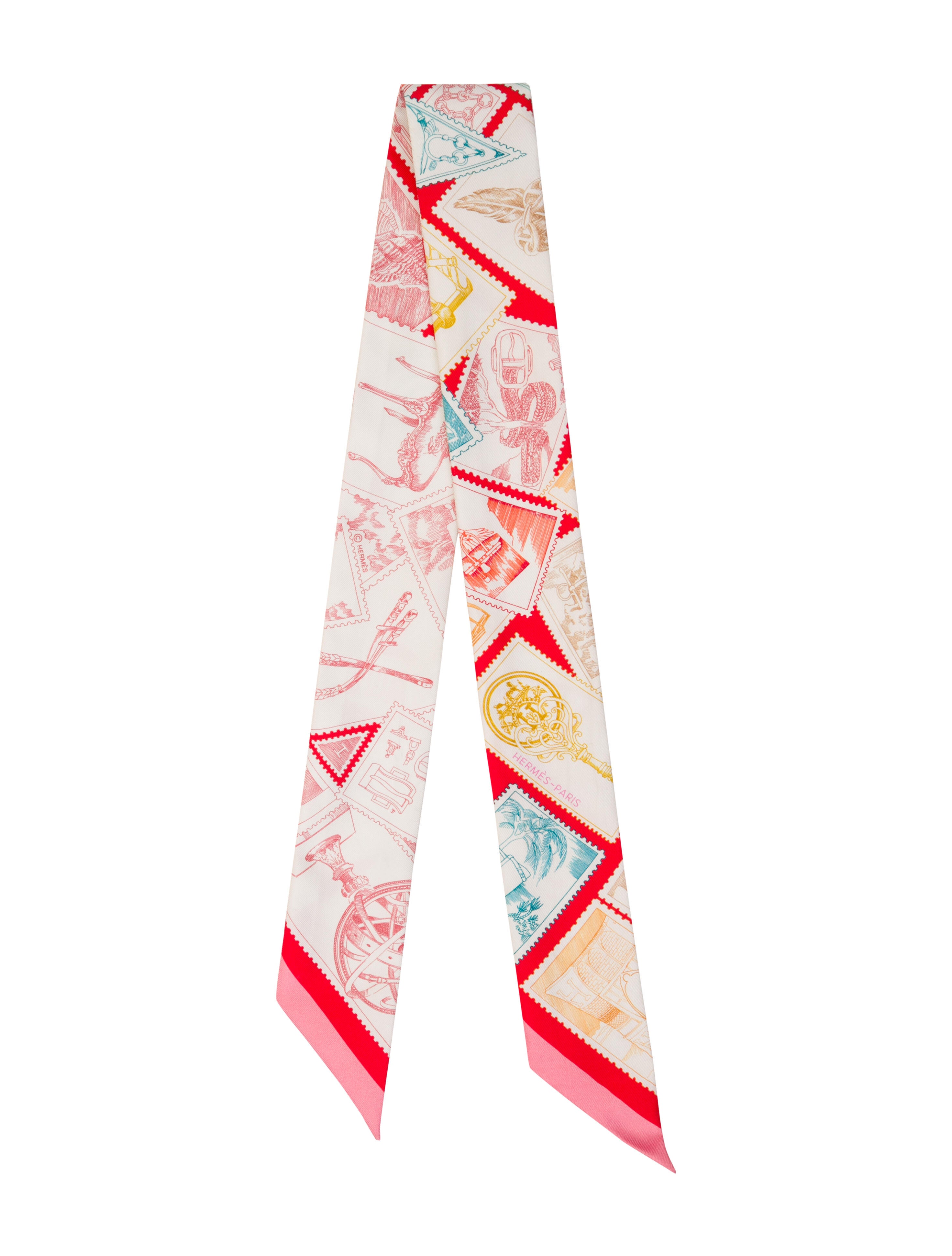 Hermès Le Philateliste du Faubourg Silk Twilly Scarf