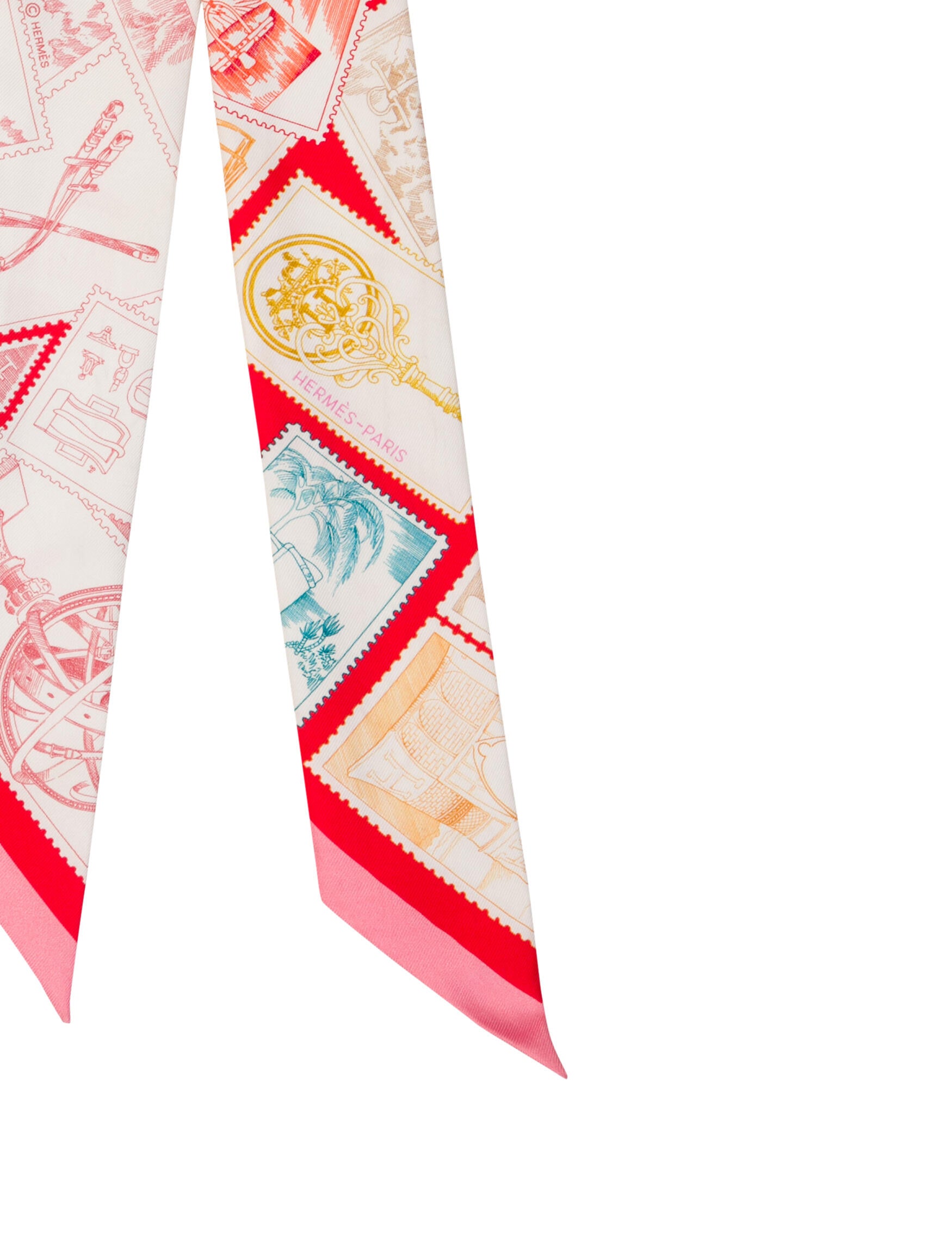 Hermès Le Philateliste du Faubourg Silk Twilly Scarf