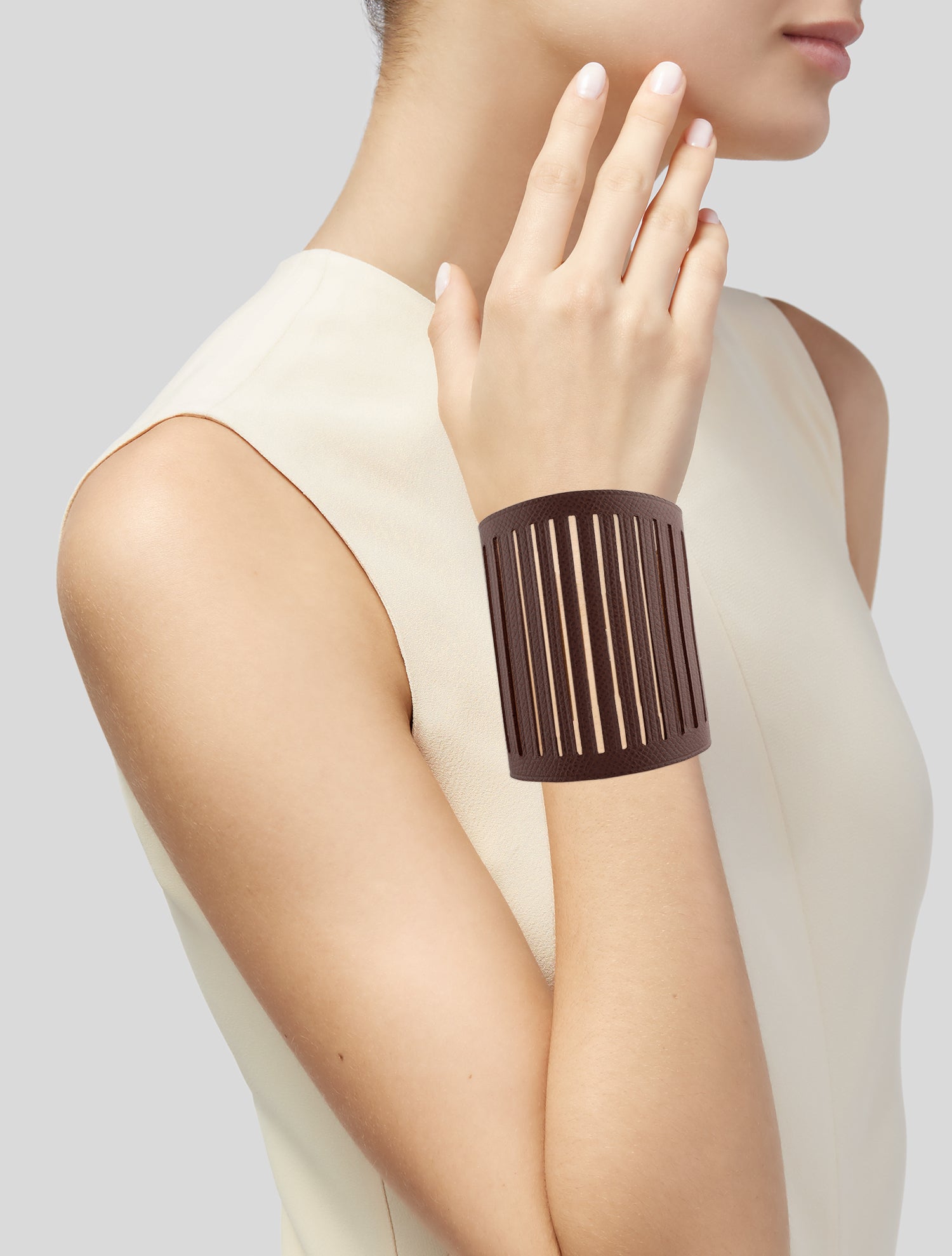 Hermès Leather Petit H Openwork GM Reversible Bracelet