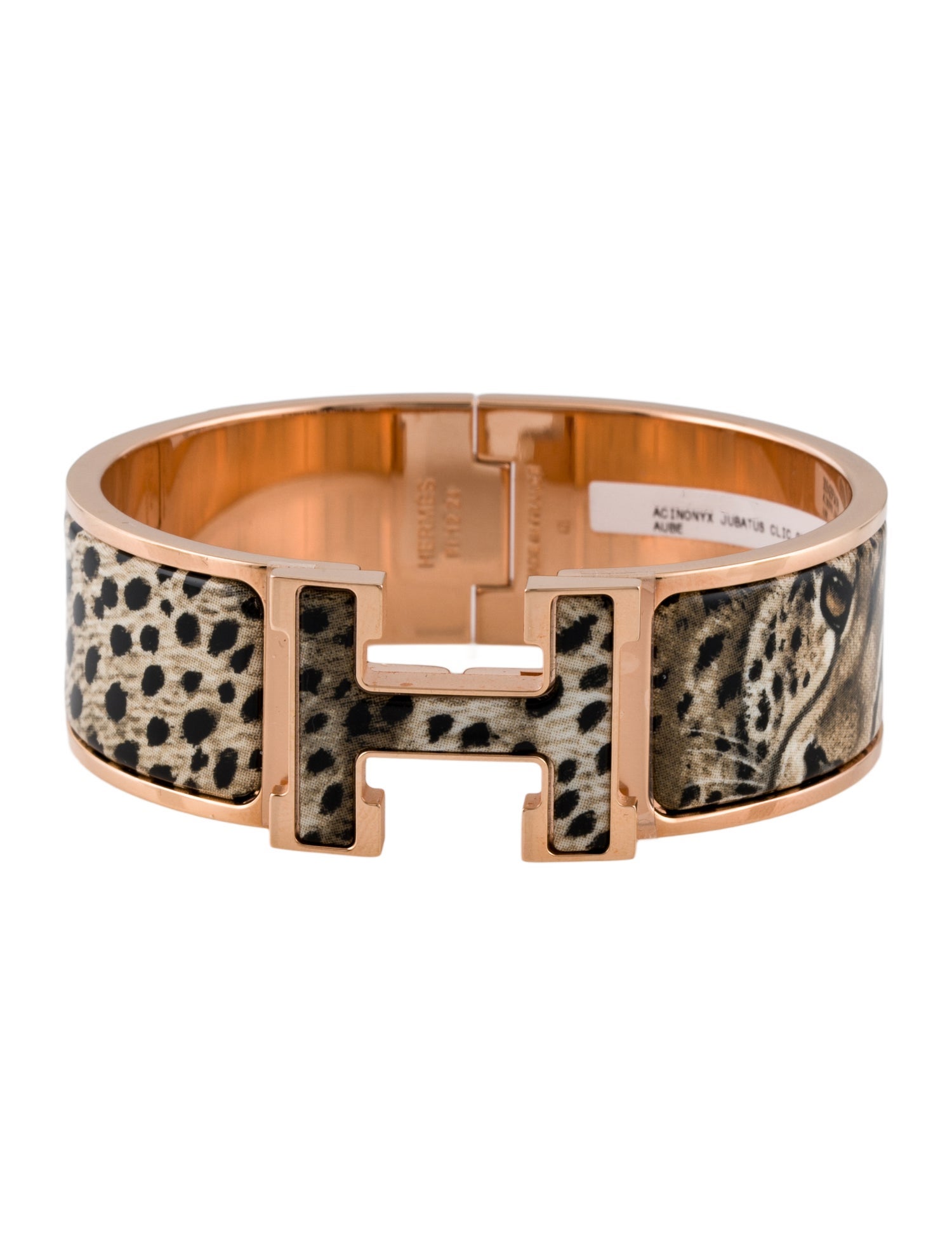Hermès Enamel Turnlock Acinonyx Jubatus Clic Clac H Bracelet