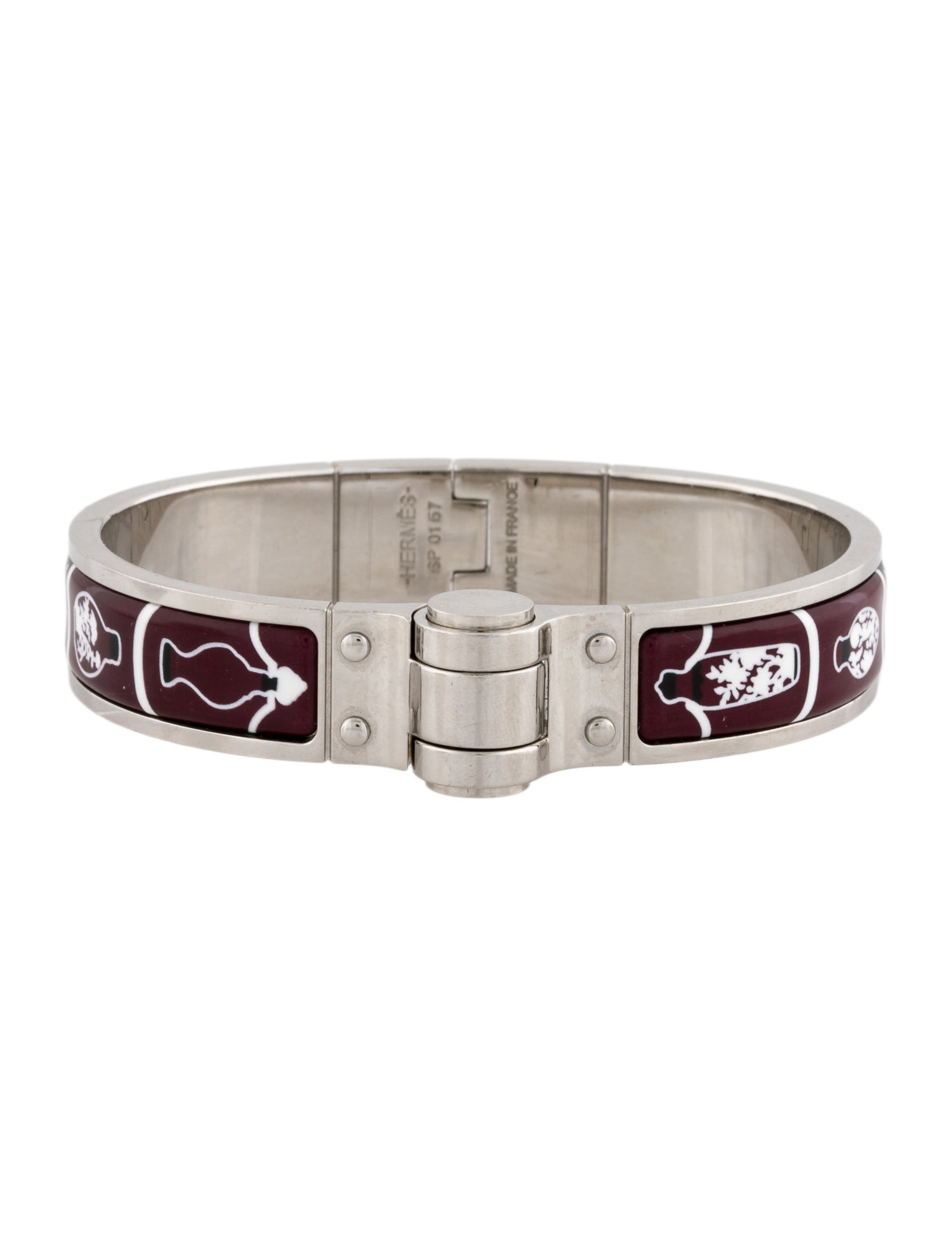 Hermès Hinged Narrow Enamel Bangle Bracelet
