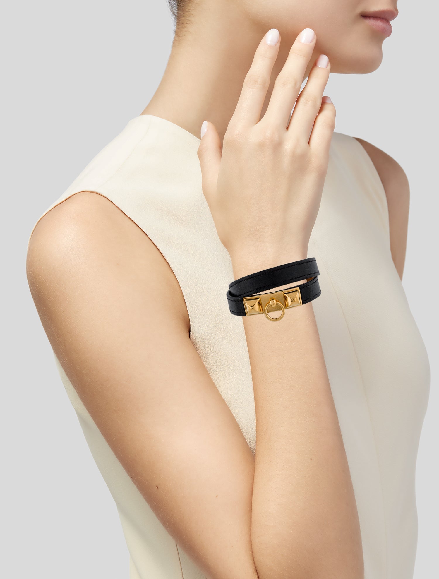 Hermès Leather Rivale Double Tour Wrap Bracelet