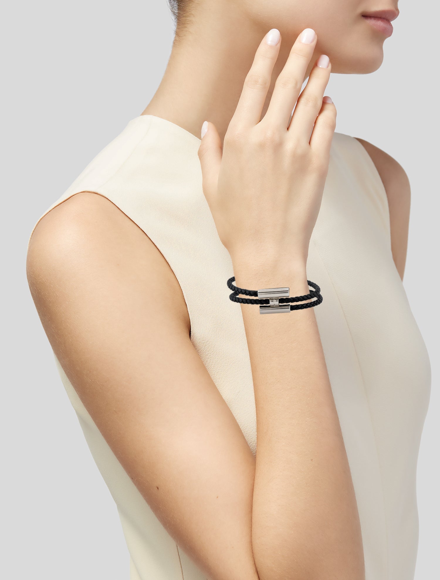 Hermès Leather Tournis Tresse Bracelet