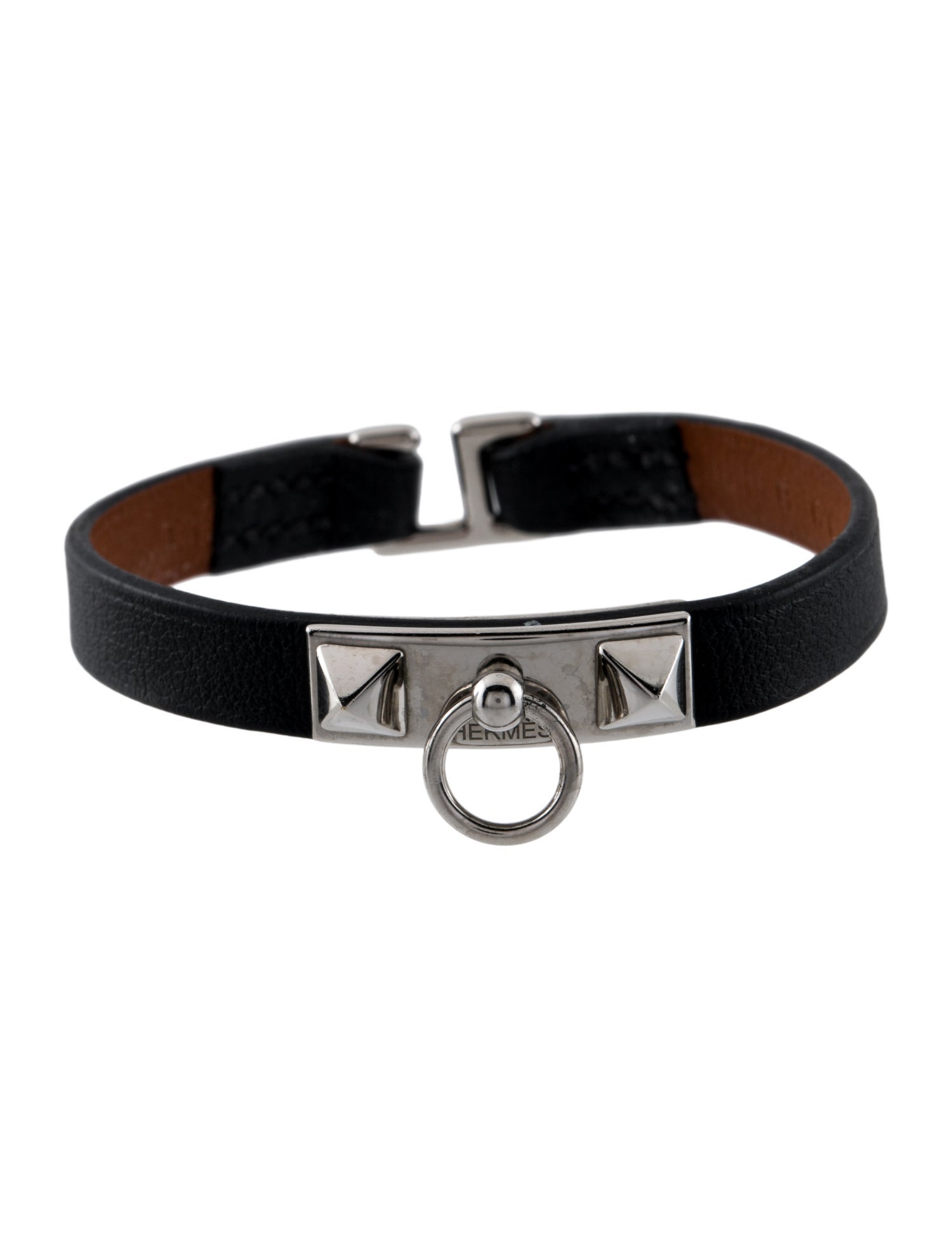 Hermès Leather Micro Rivale Wrap Bracelet