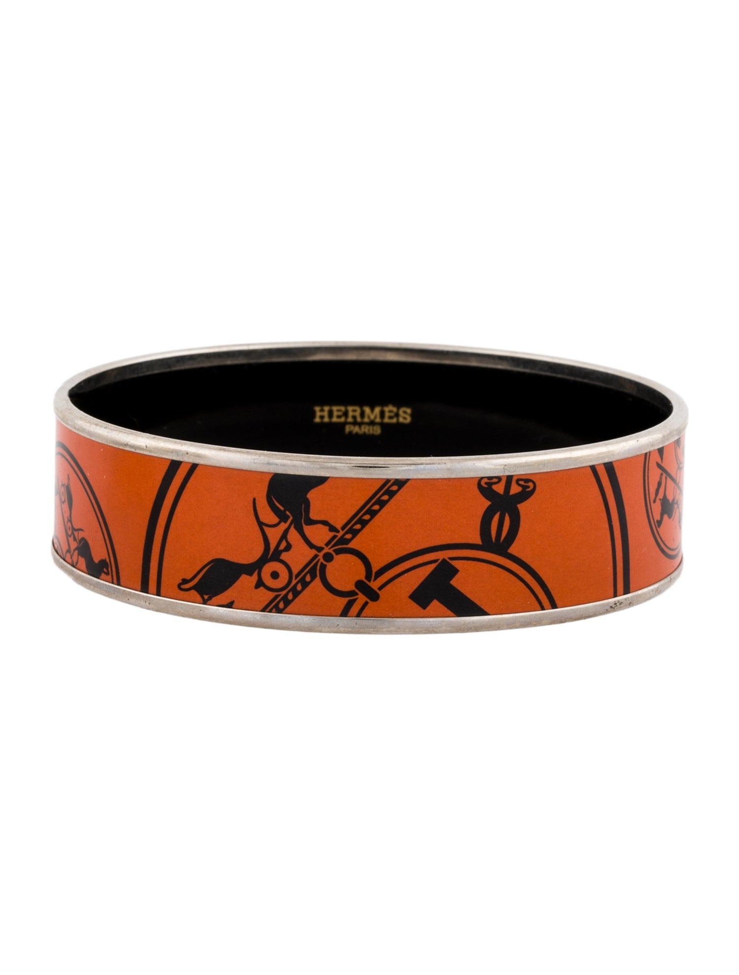 Hermès Wide Enamel Bangle Bracelet