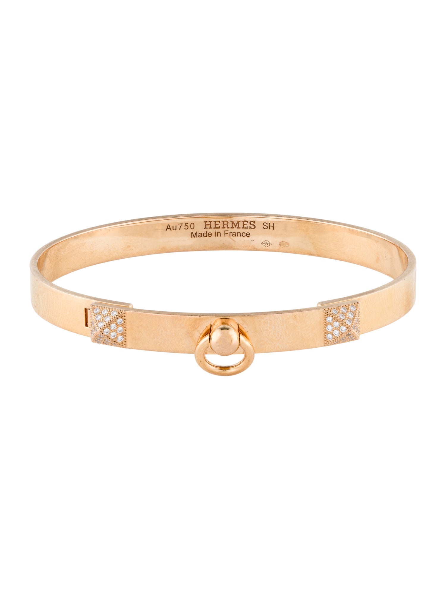 Hermès 18K Diamond Collier de Chien Bangle Bracelet, Small Model