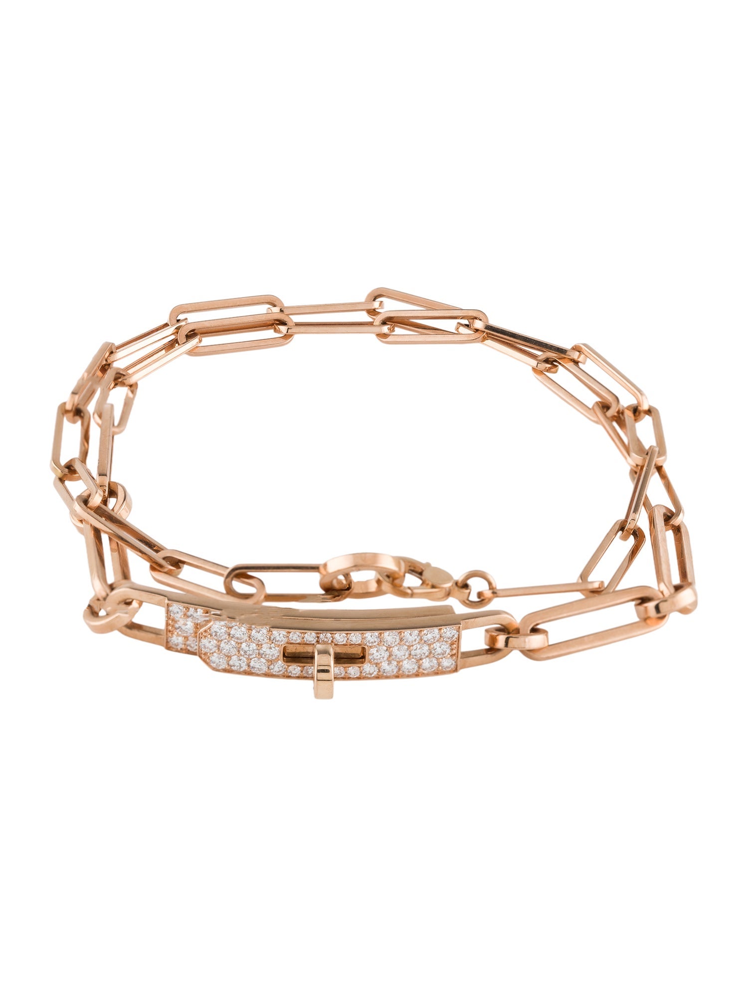 Hermès 18K Diamond Kelly Chaine Double Bracelet, Small Model, Convertible Choker