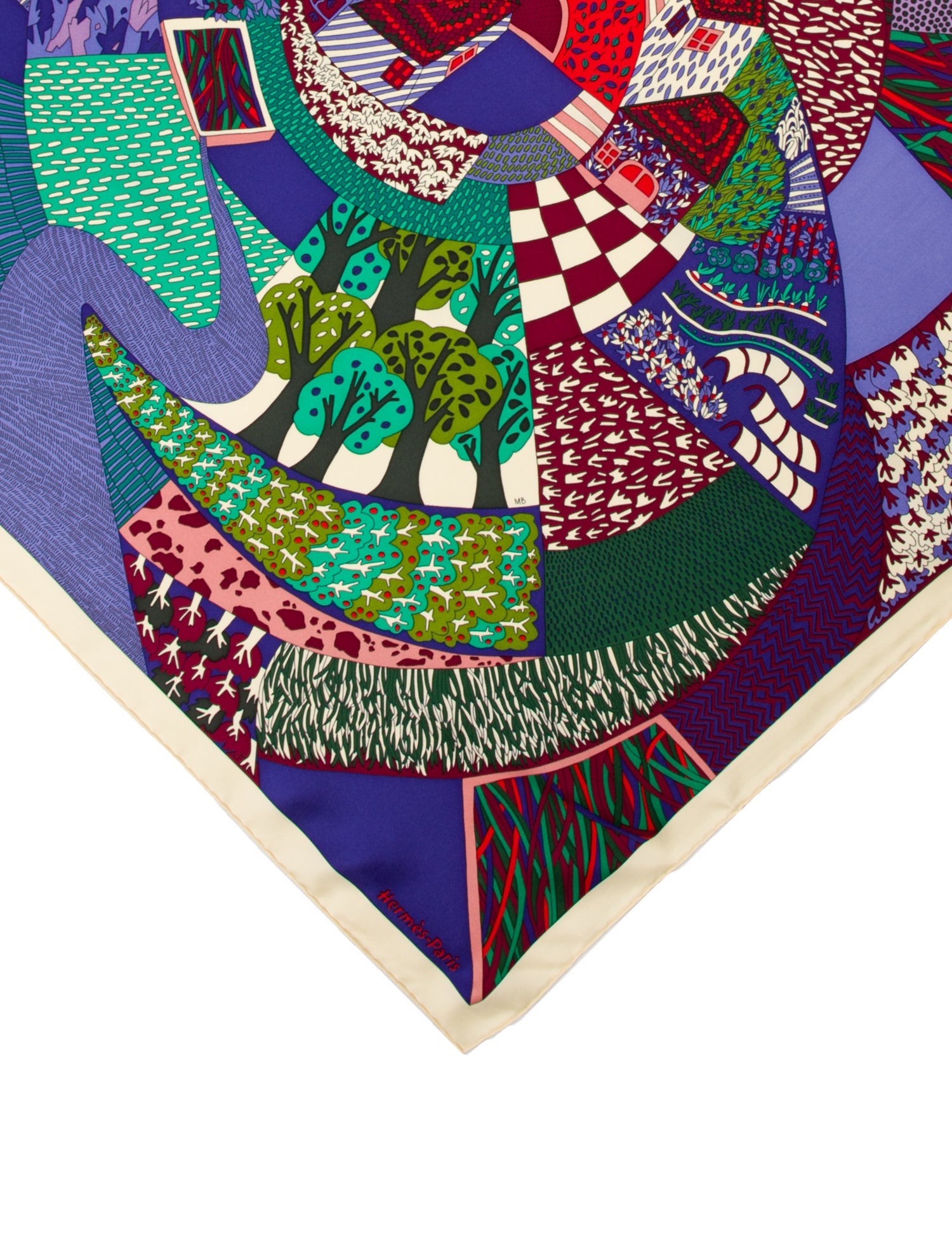 Hermès á Travers Champs Silk Scarf