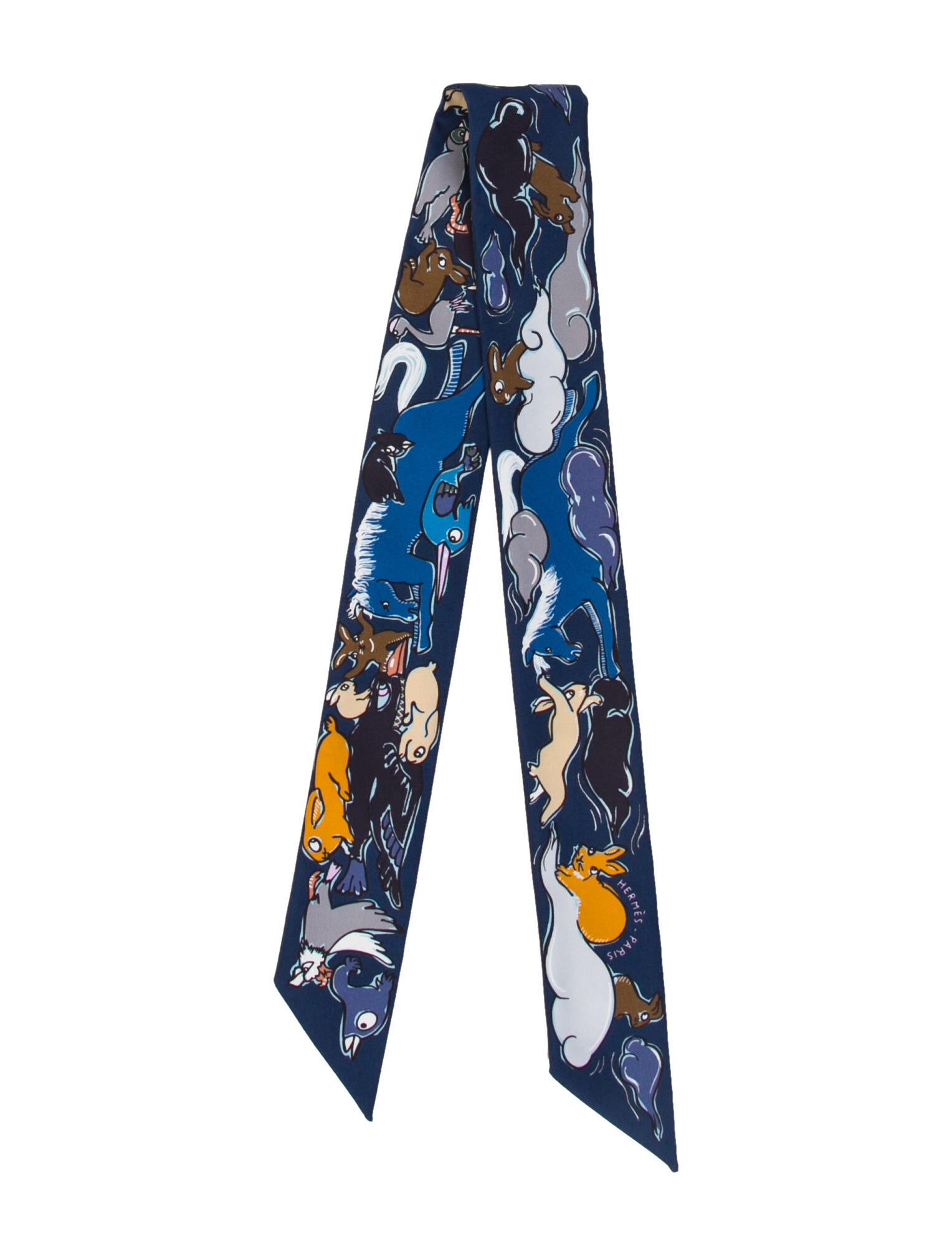 Hermès Mille et un Lapins Twilly Scarf