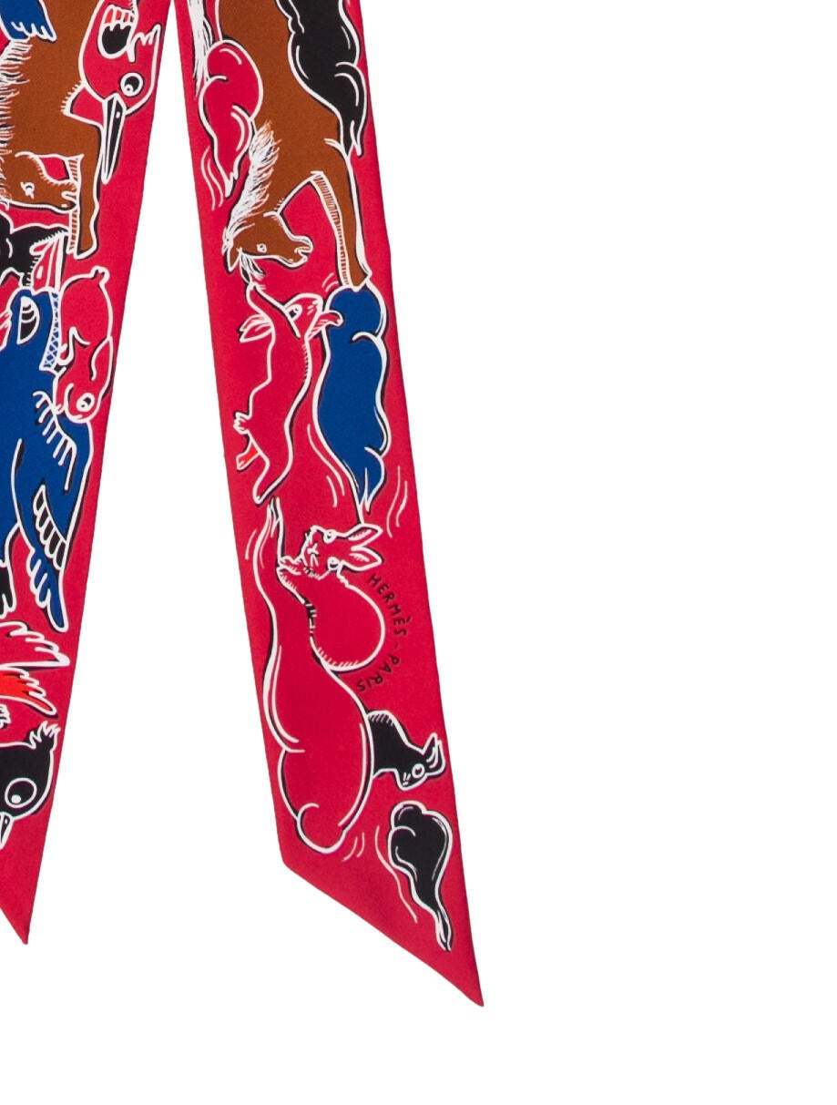 Hermès Mille et un Lapins Twilly Scarf