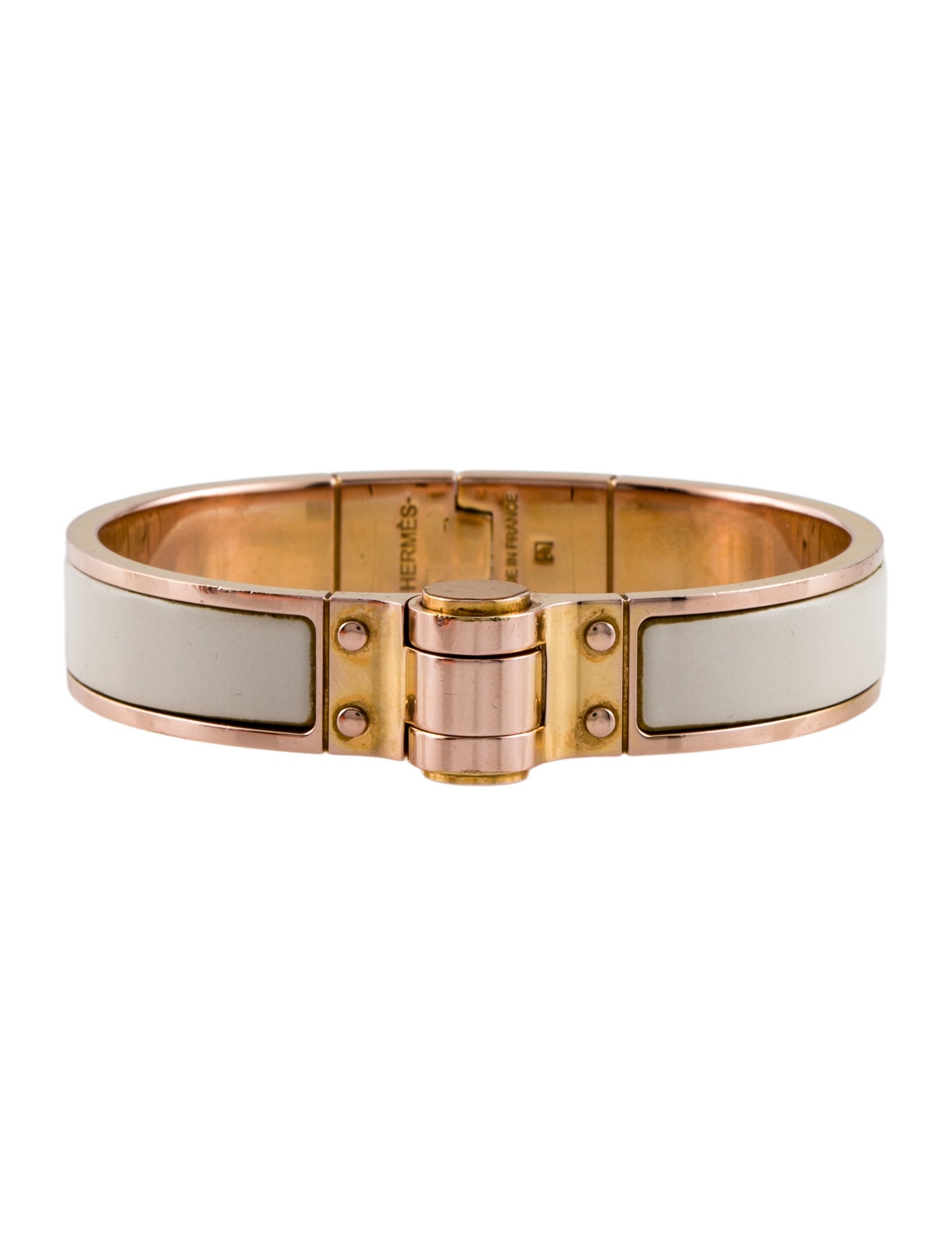 Hermès Hinged Narrow Enamel Bangle Bracelet