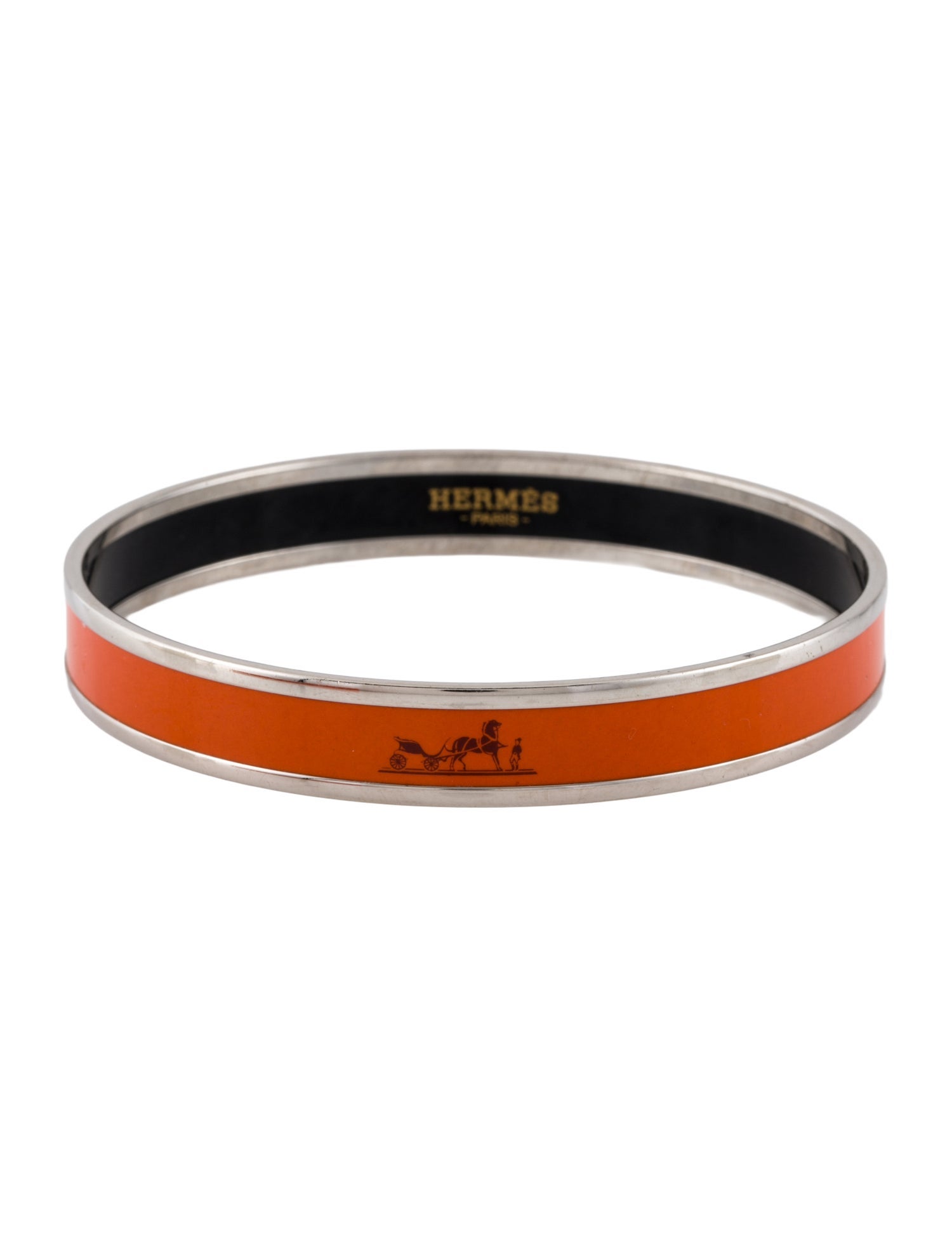 Hermès Caleche Narrow Enamel Bangle Bracelet
