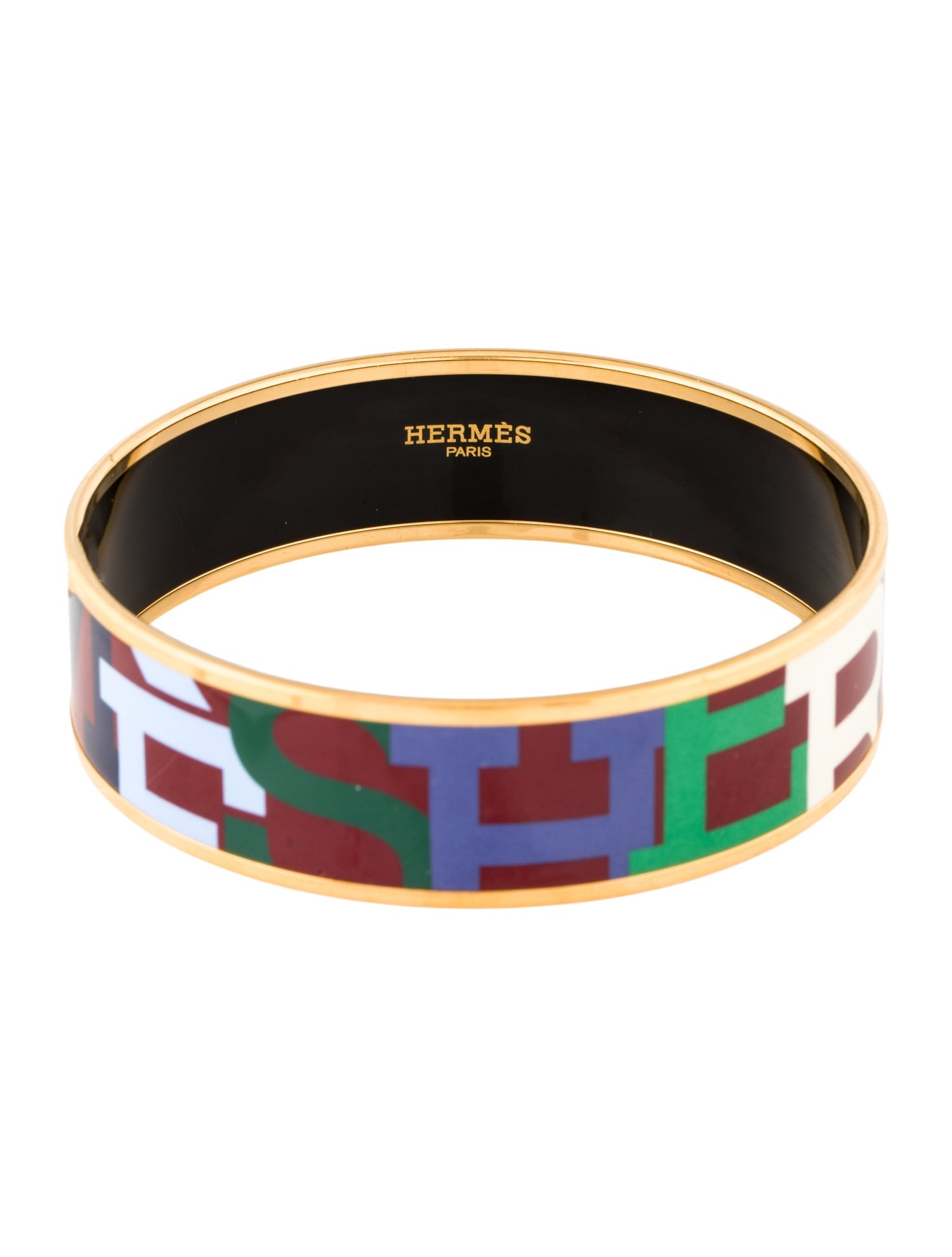Hermès Enamel Wide Bangle Bracelet