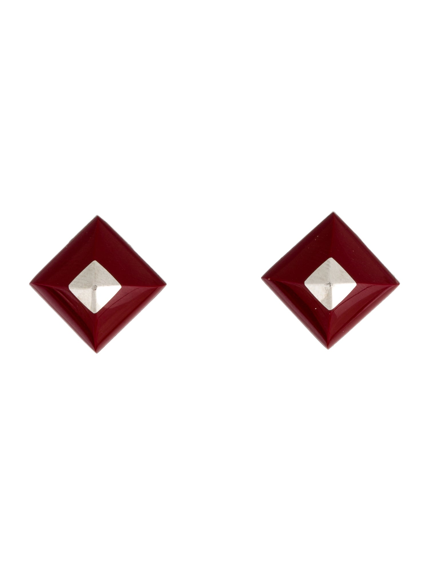 Hermès Enamel Pyramid Stud Earrings