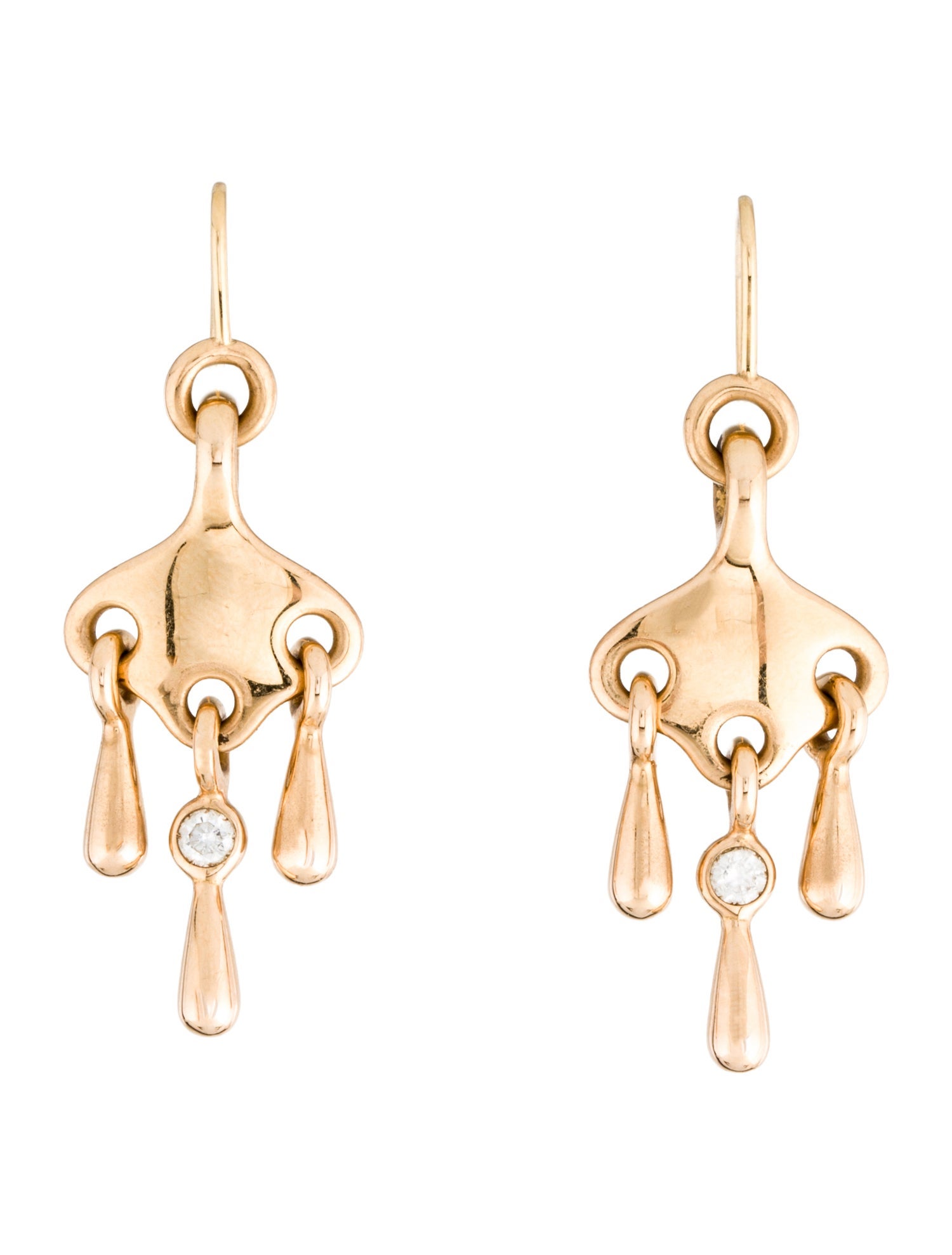 Hermès 18K Diamond Filet d'Or Chandelier Earrings
