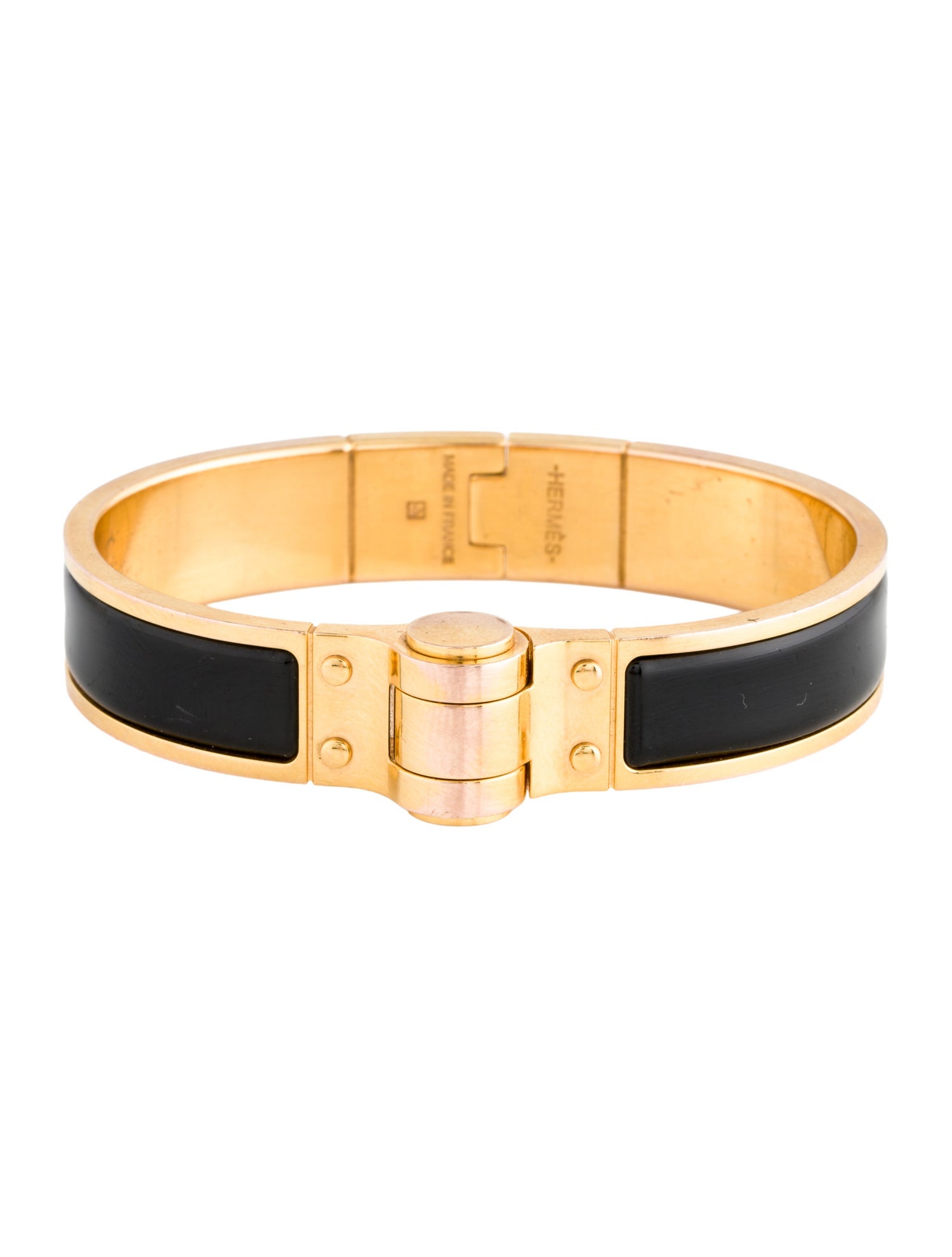 Hermès Enamel Narrow Hinged Bangle Bracelet