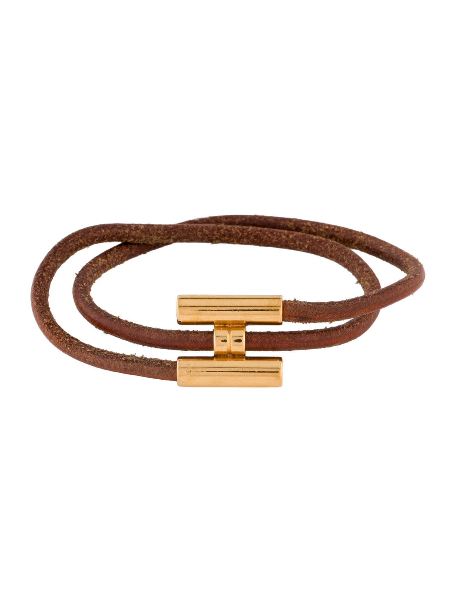 Hermès Leather Tournis Tresse Wrap Bracelet