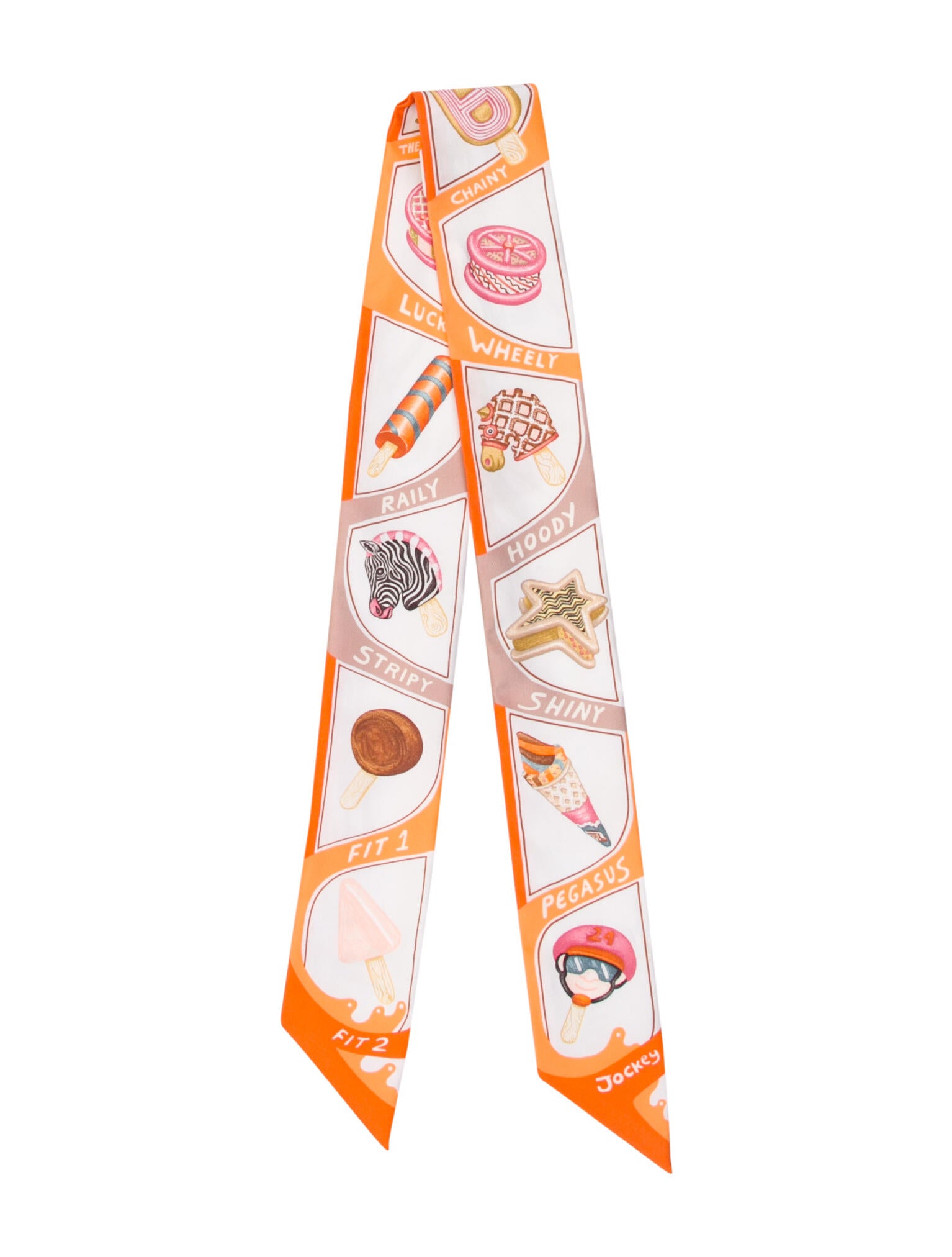 Hermès Funny Ice Cream Twilly Scarf