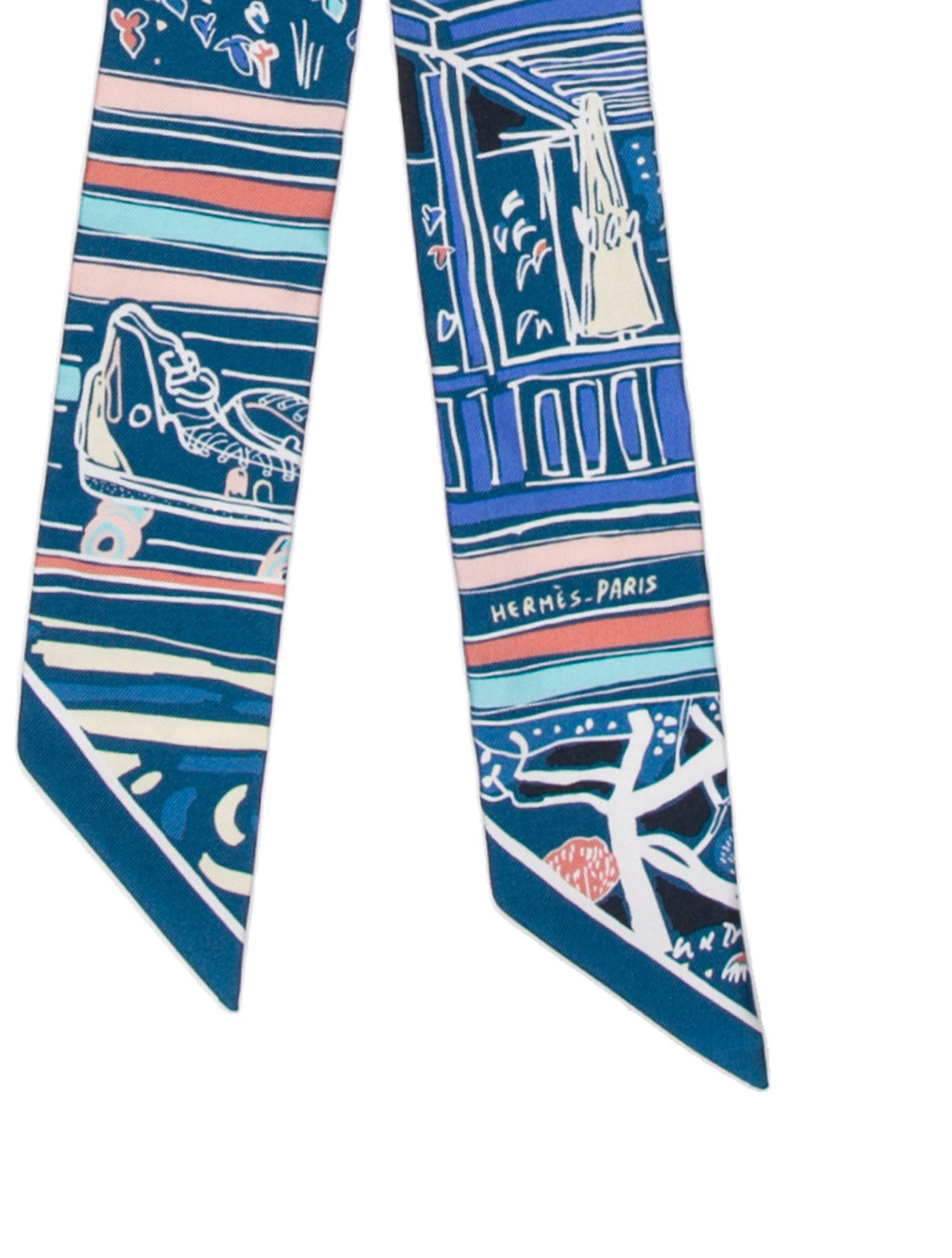 Hermès Rayures d'Ete Silk Twilly Scarf