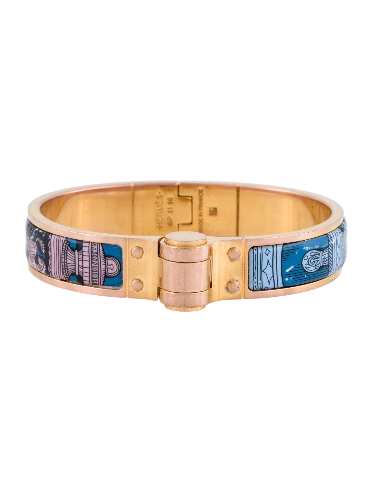 Hermès Enamel Hinged Bangle Bracelet