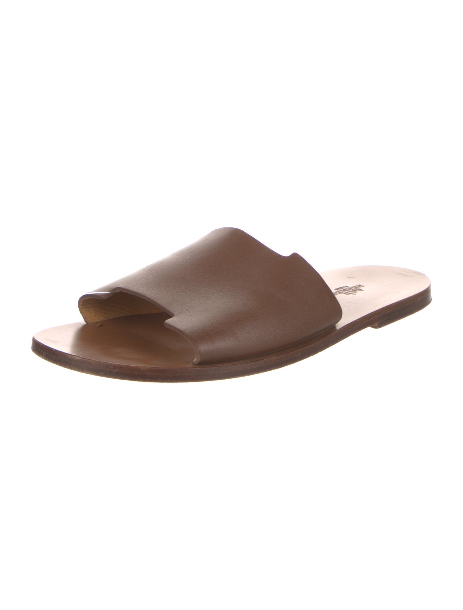 Hermès H Logo Leather Slides