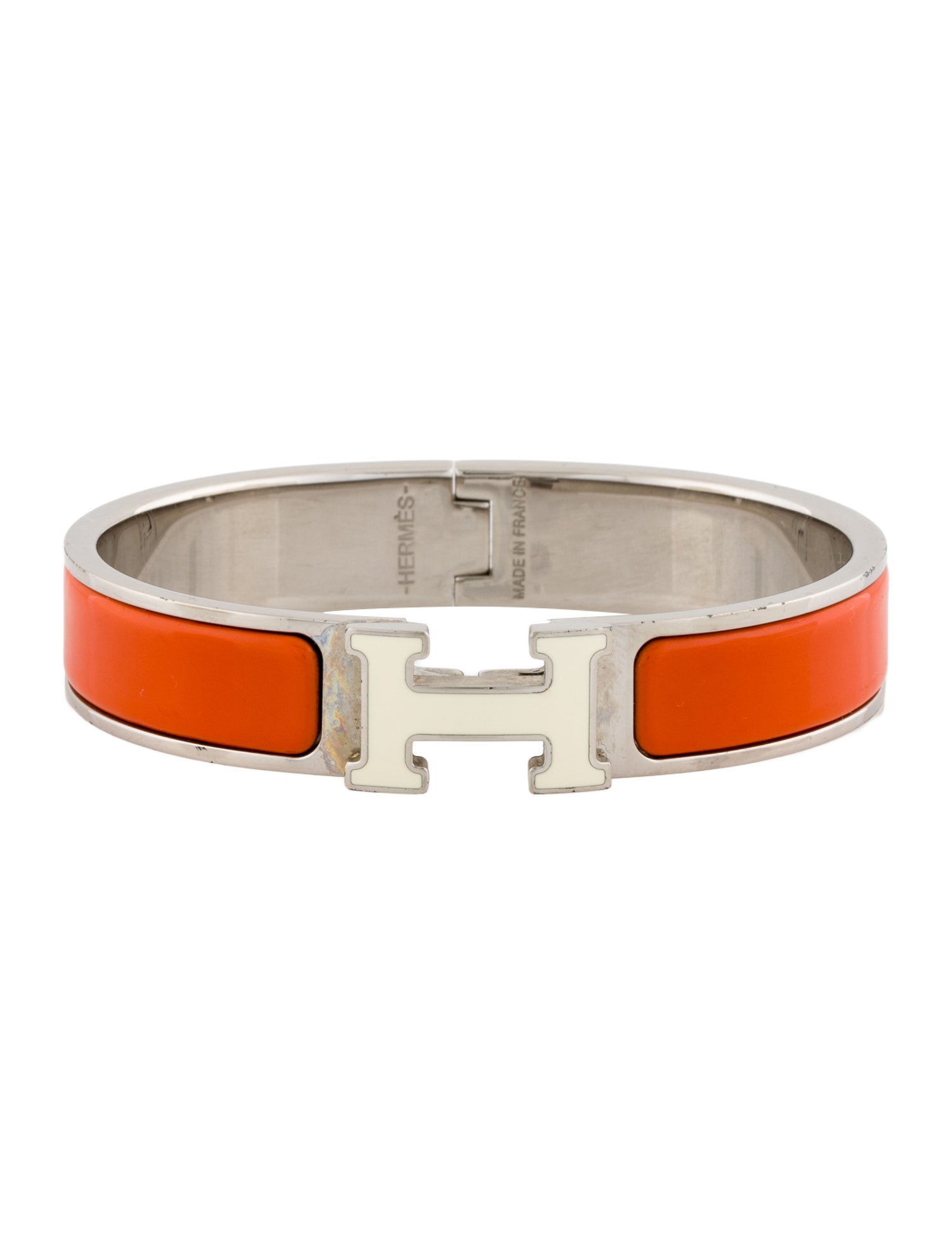 Hermès Clic H w/ Enamel at Turnlock Bangle Bracelet