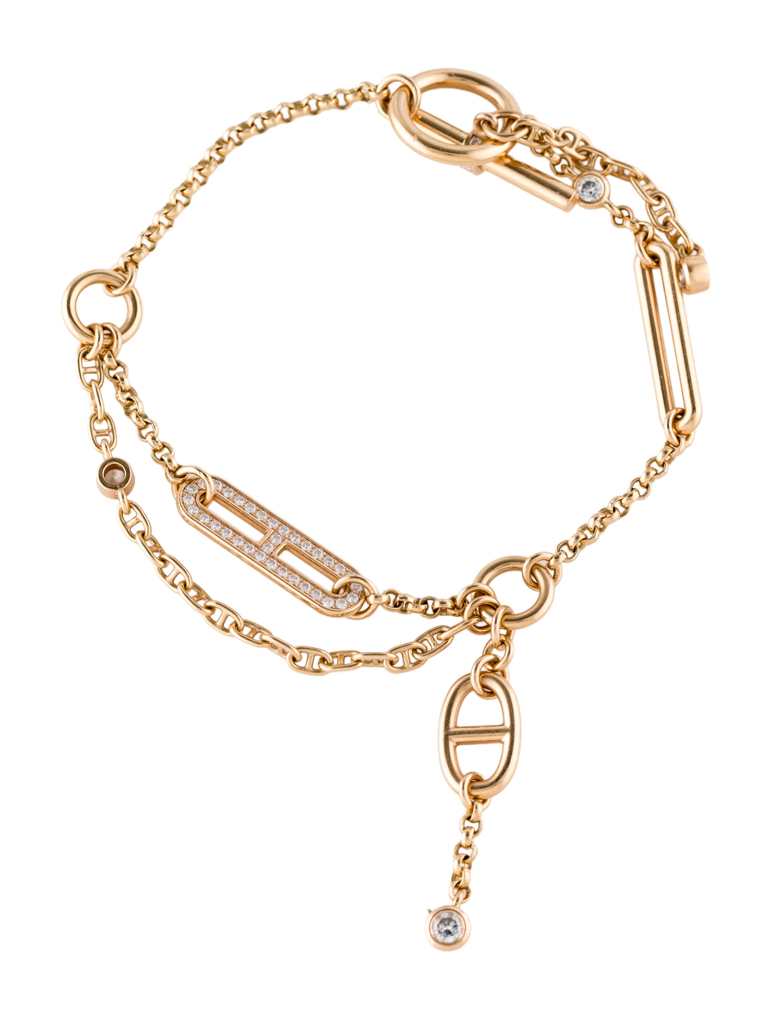 Hermès 18K Diamond Chaine d'Ancre Chaos Link Bracelet