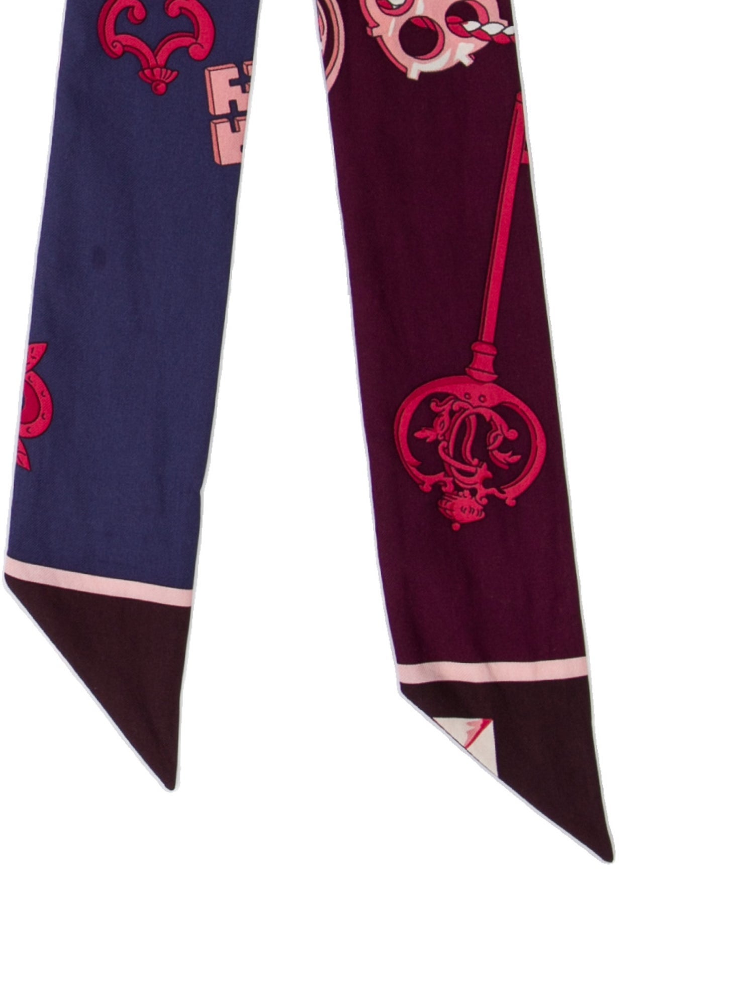 Hermès Les Clés Silk Twilly Scarf