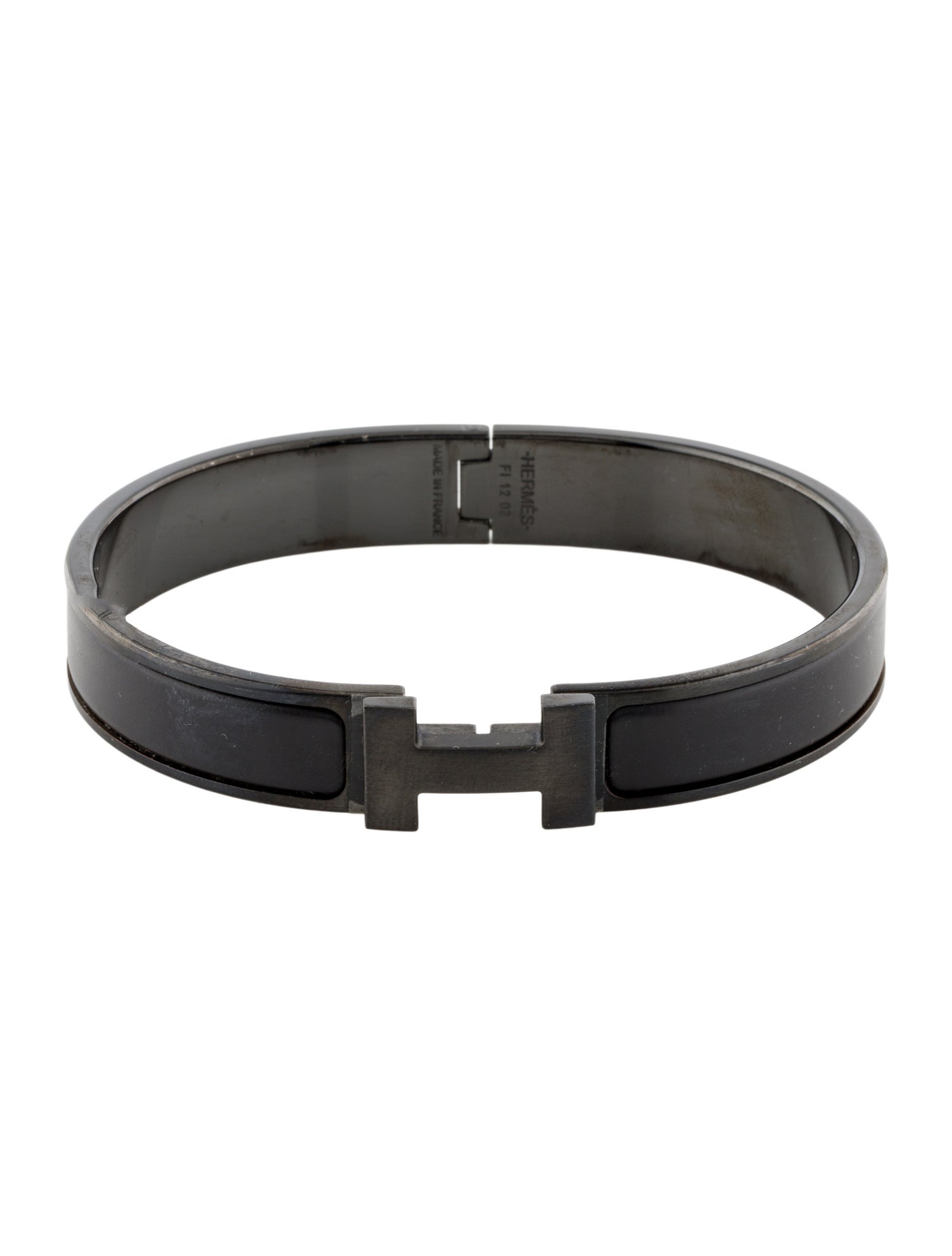 Hermès Enamel Clic HH So Black Bangle Bracelet