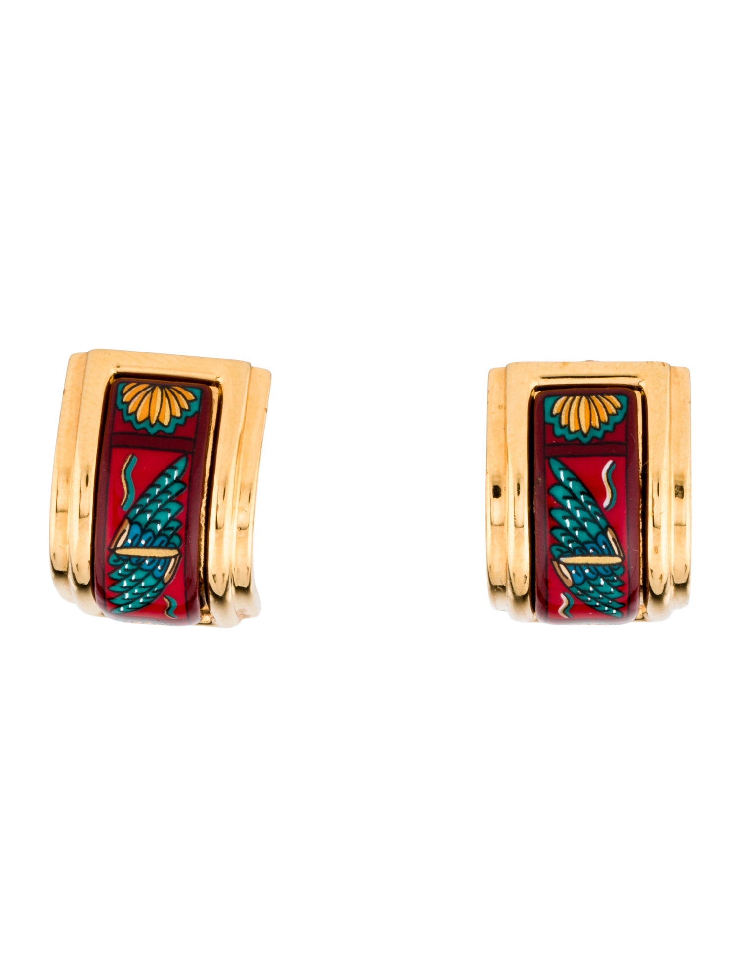 Hermès Vintage Enamel Clip On Earrings