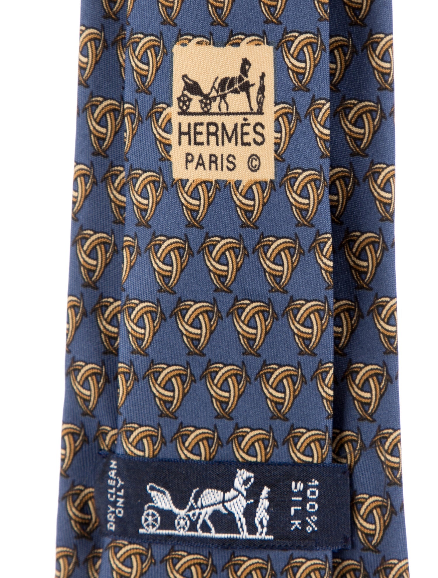 Hermès Blue Silk Patterned Tie