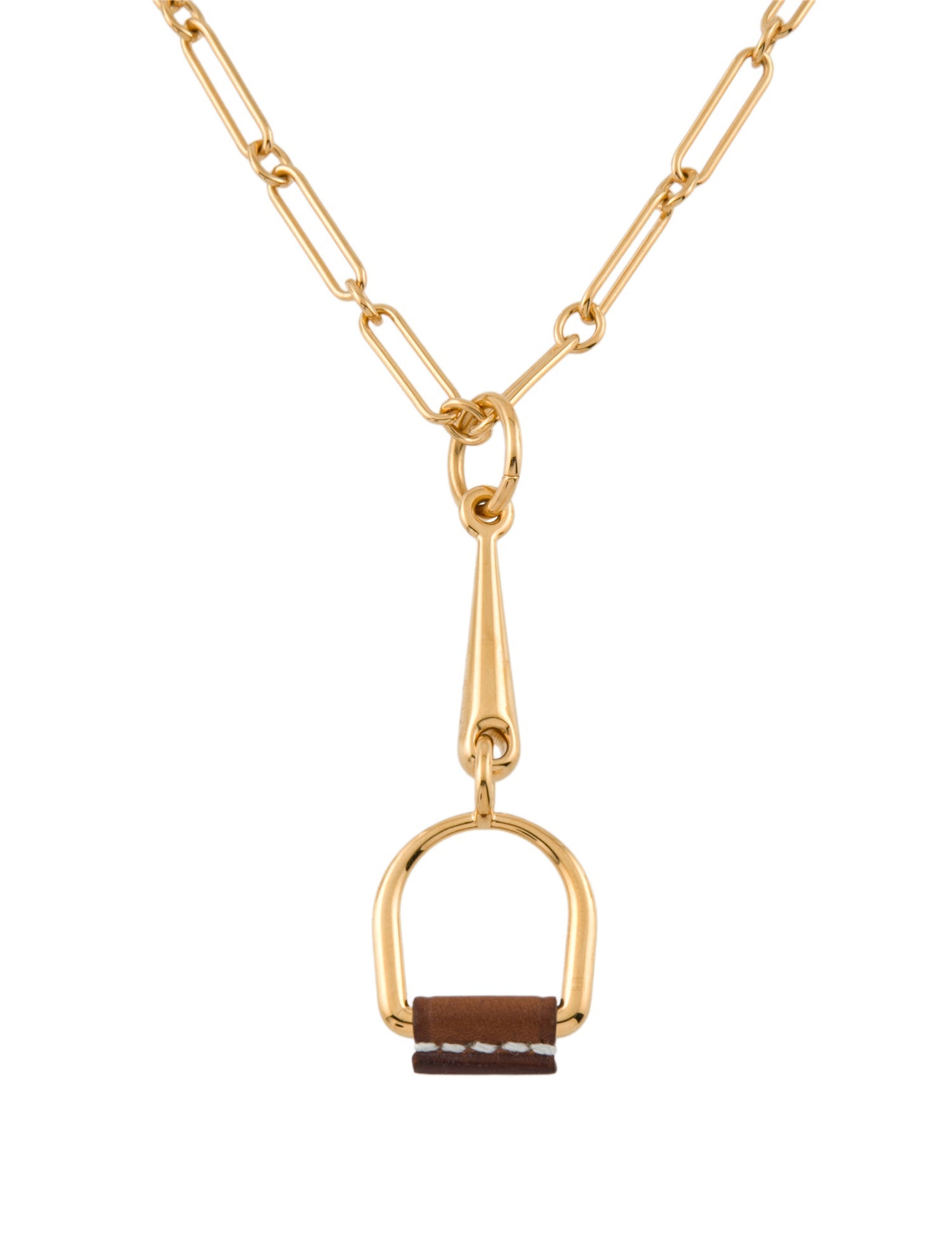 Hermès Leather Heritage Equestre Pendant Necklace, Small Model
