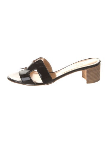 Pre-owned Hermes Vintage Oasis Slides In Black
