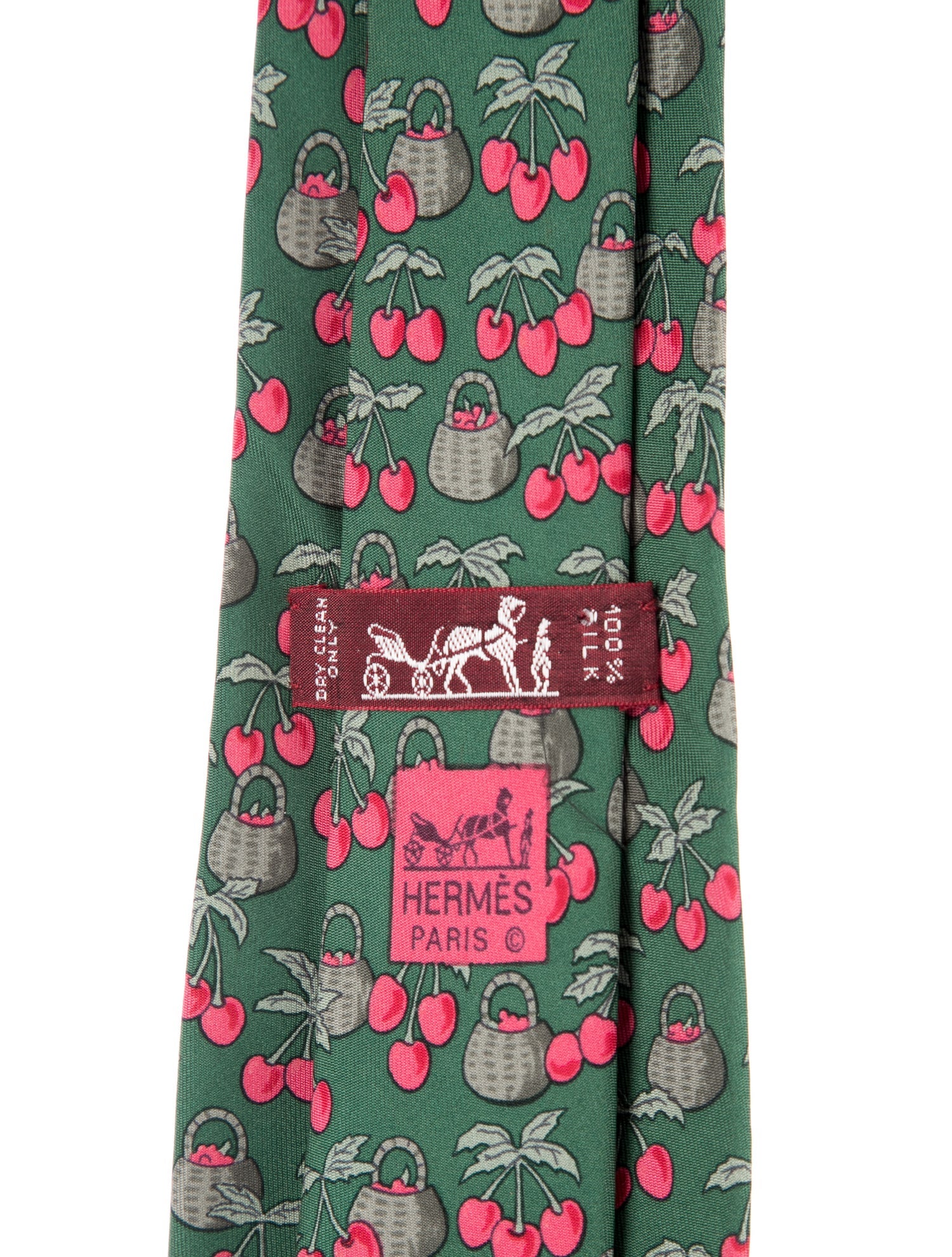 Hermès Green Printed Silk Tie