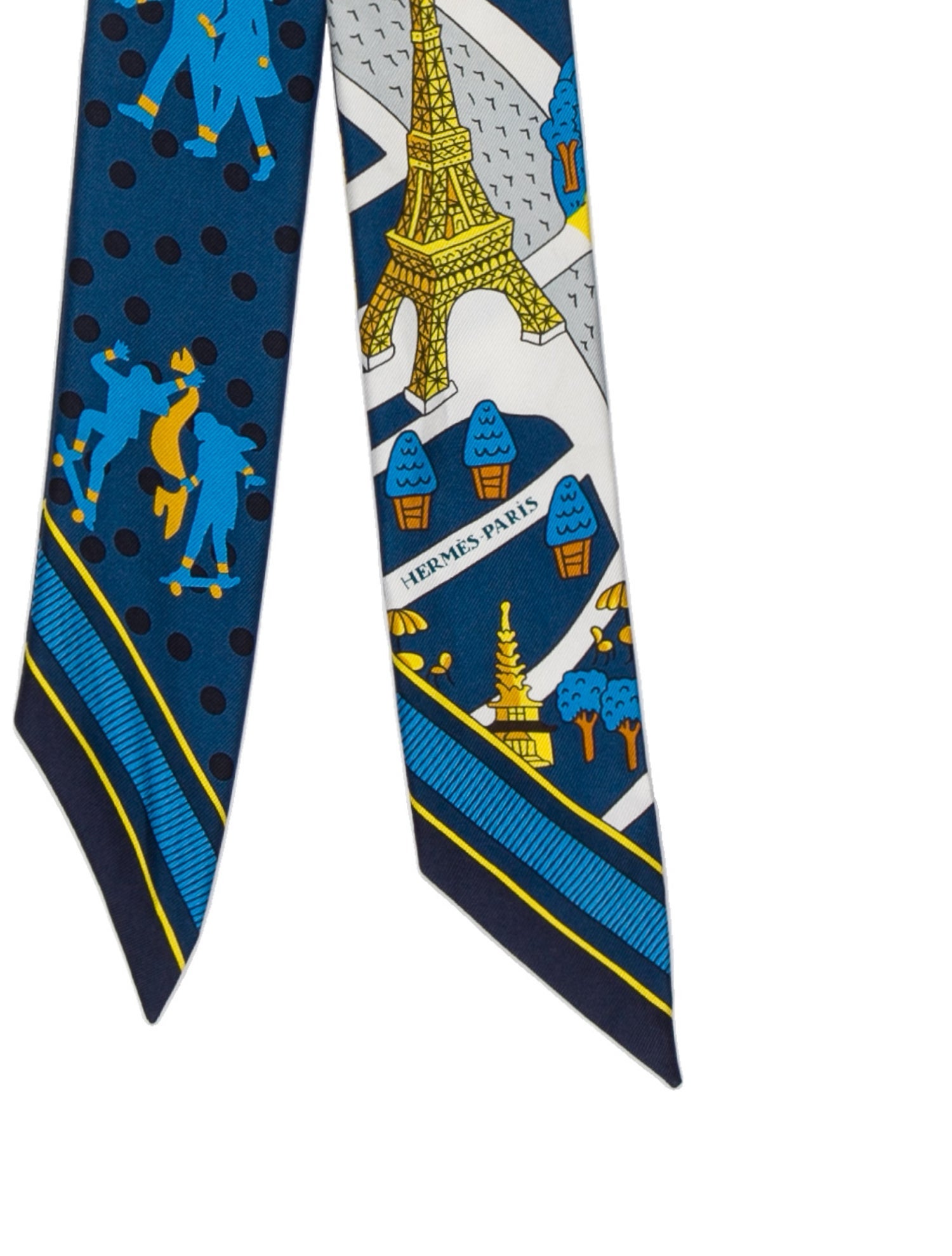 Hermès Les Nouveaux Amoureux de Paris Silk Twilly Scarf