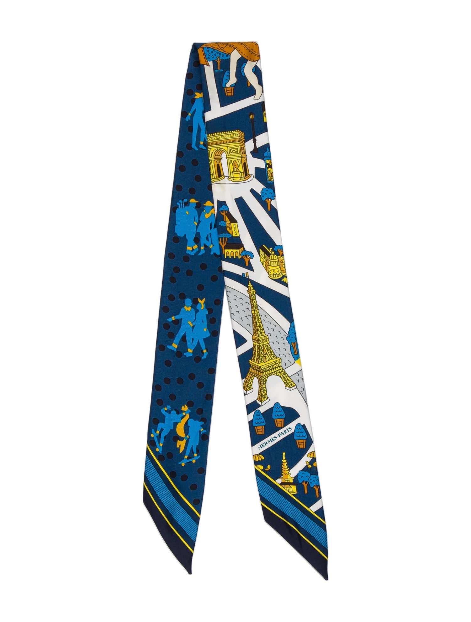 Hermès Les Nouveaux Amoureux de Paris Silk Twilly Scarf