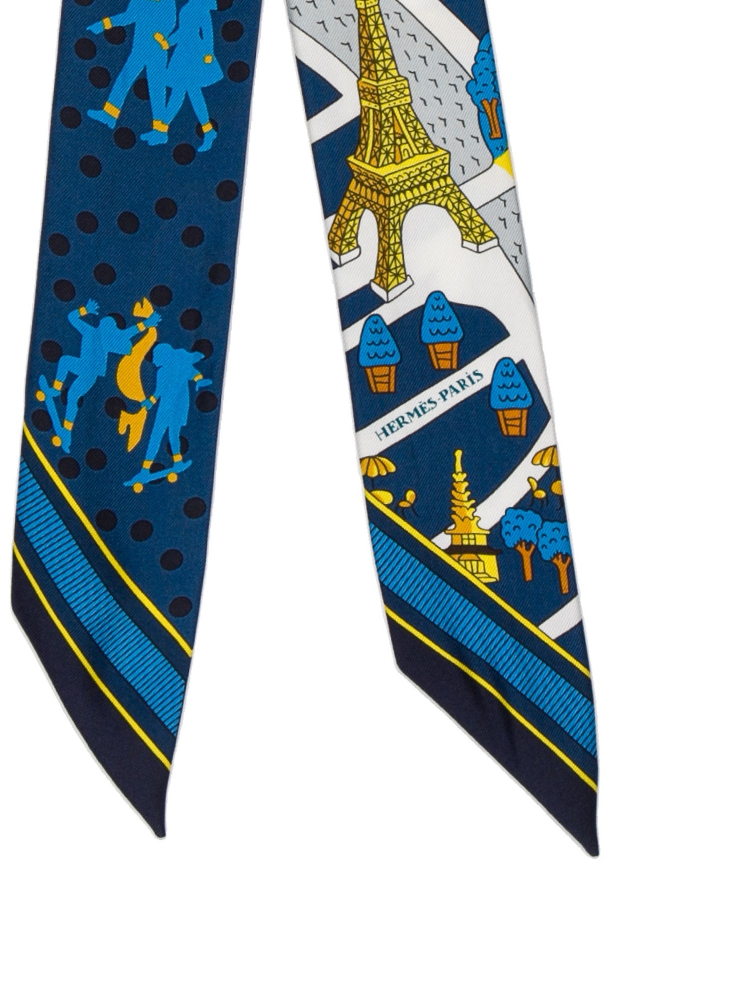 Hermès Les Nouveaux Amoureux de Paris Silk Twilly Scarf