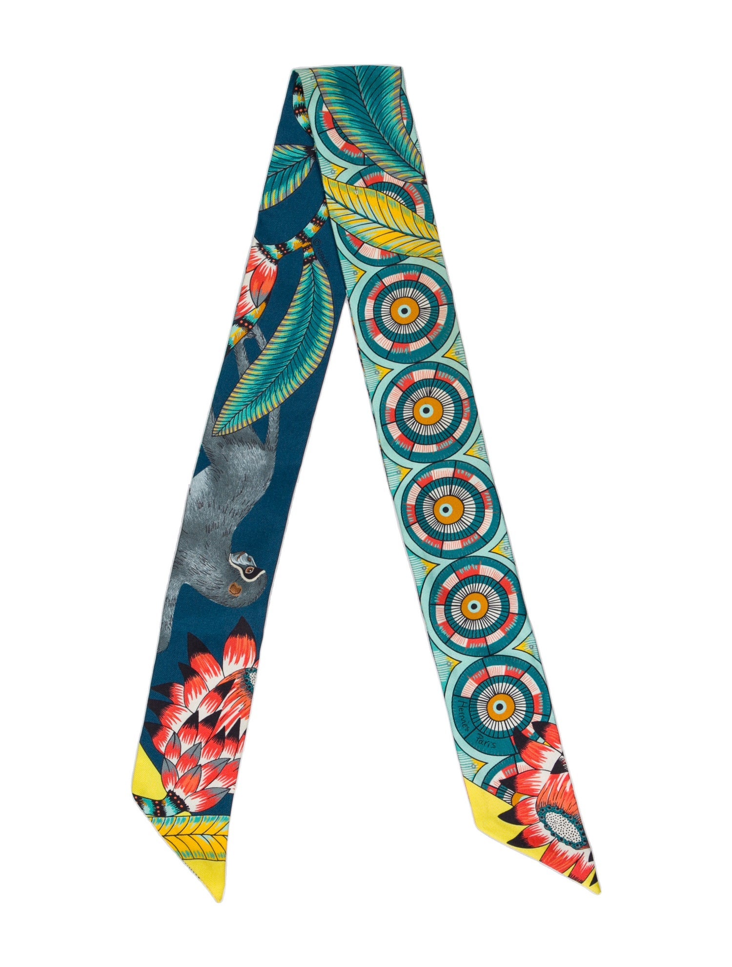 Hermès Savana Dance Silk Twilly Scarf