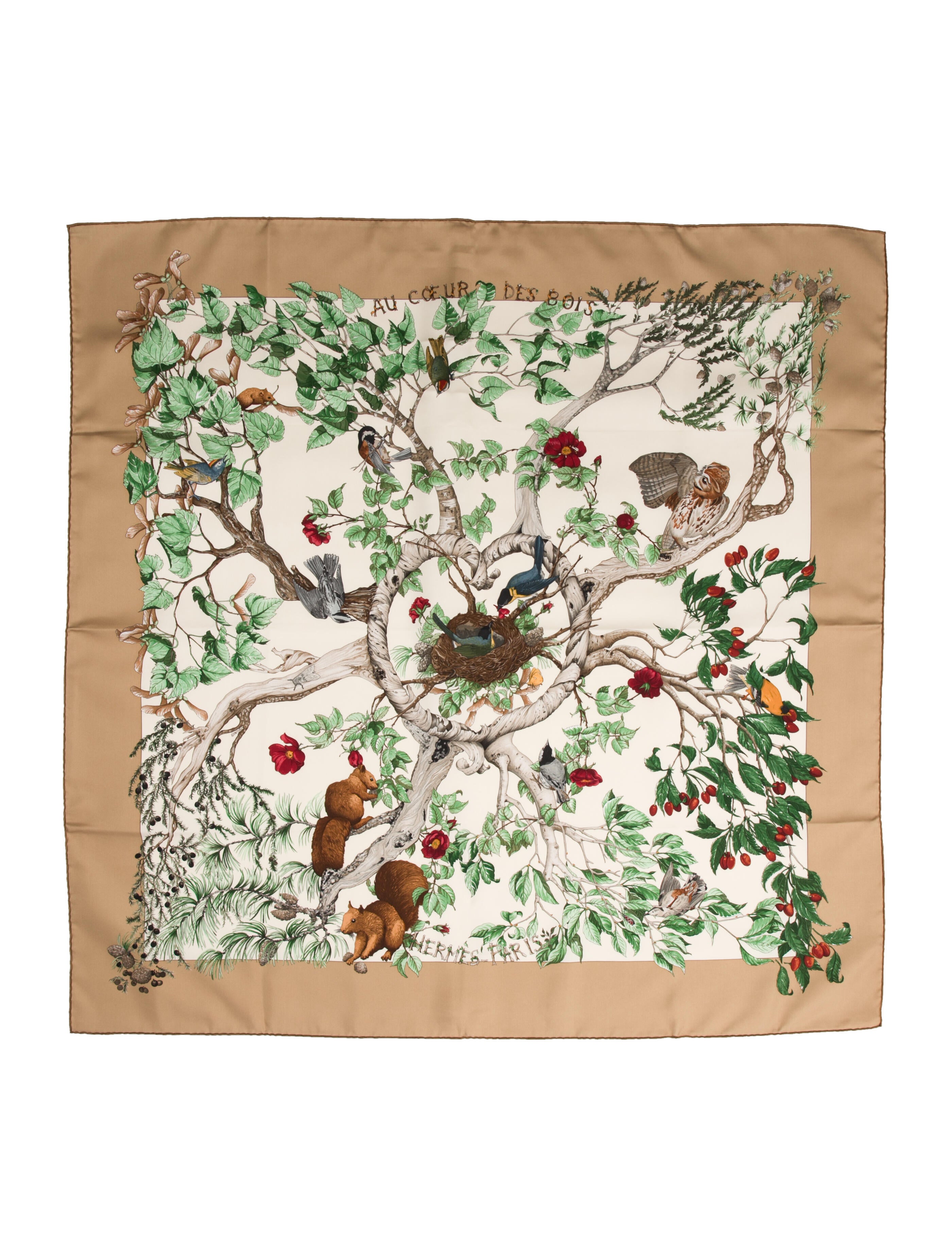 Hermès Au Coeur Des Bois Silk Scarf